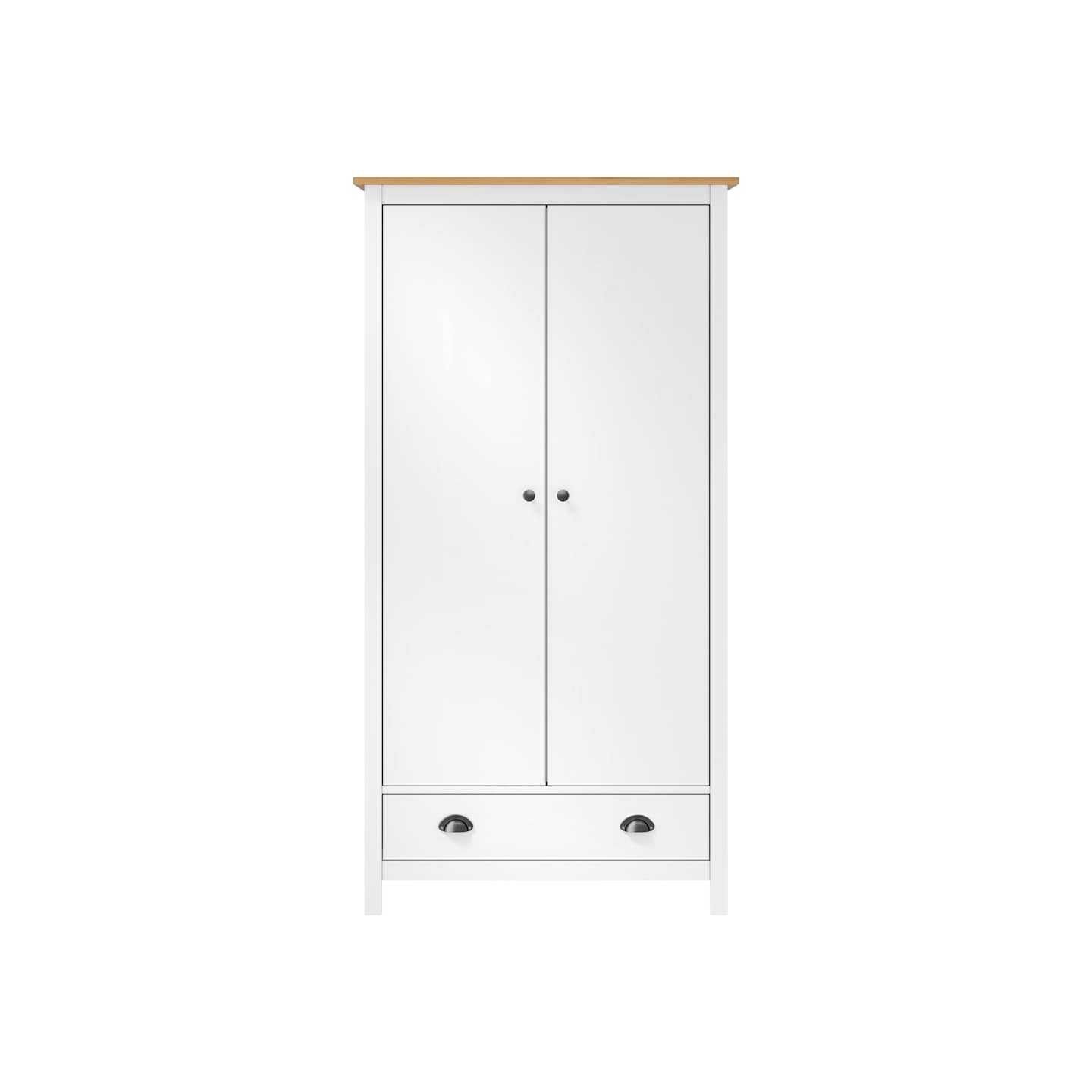 Garde-robe à 2 portes Hill Blanc 89x50x170cm Bois de pin solide
