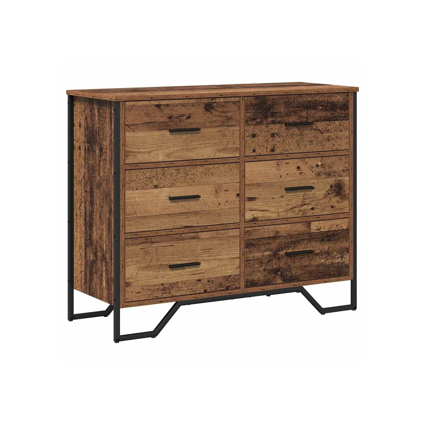 Commode 6-Tiroir Bois ancien 91 x 35,5 x 74,5 cm