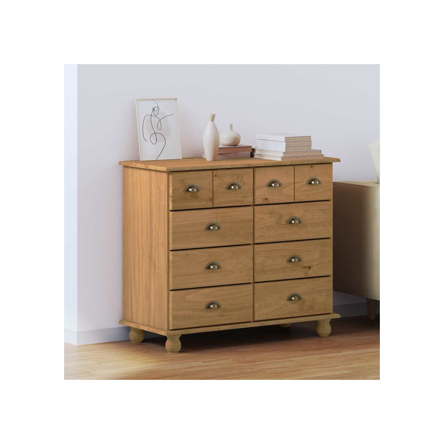 Commode ASKIM Marron 91 x 40 x 79 cm Bois de pin massif