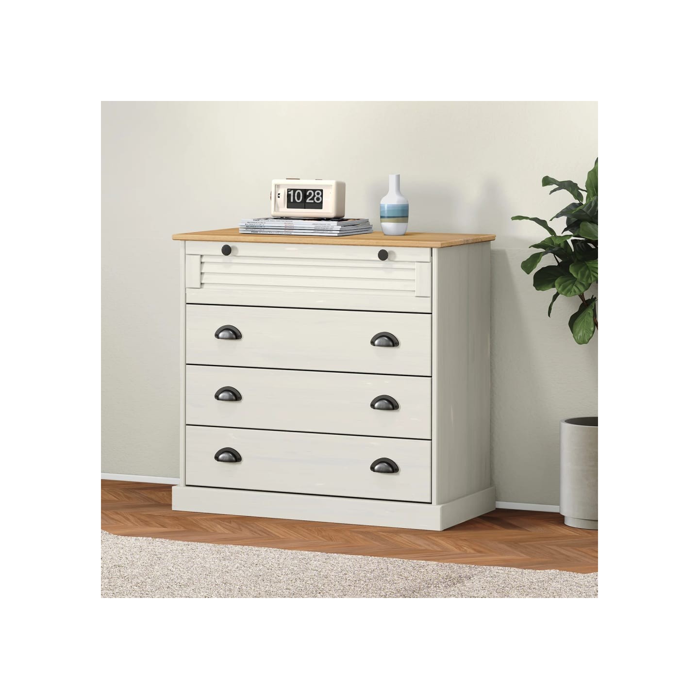 Commode VIGO blanc 80x40x76 cm bois massif de pin