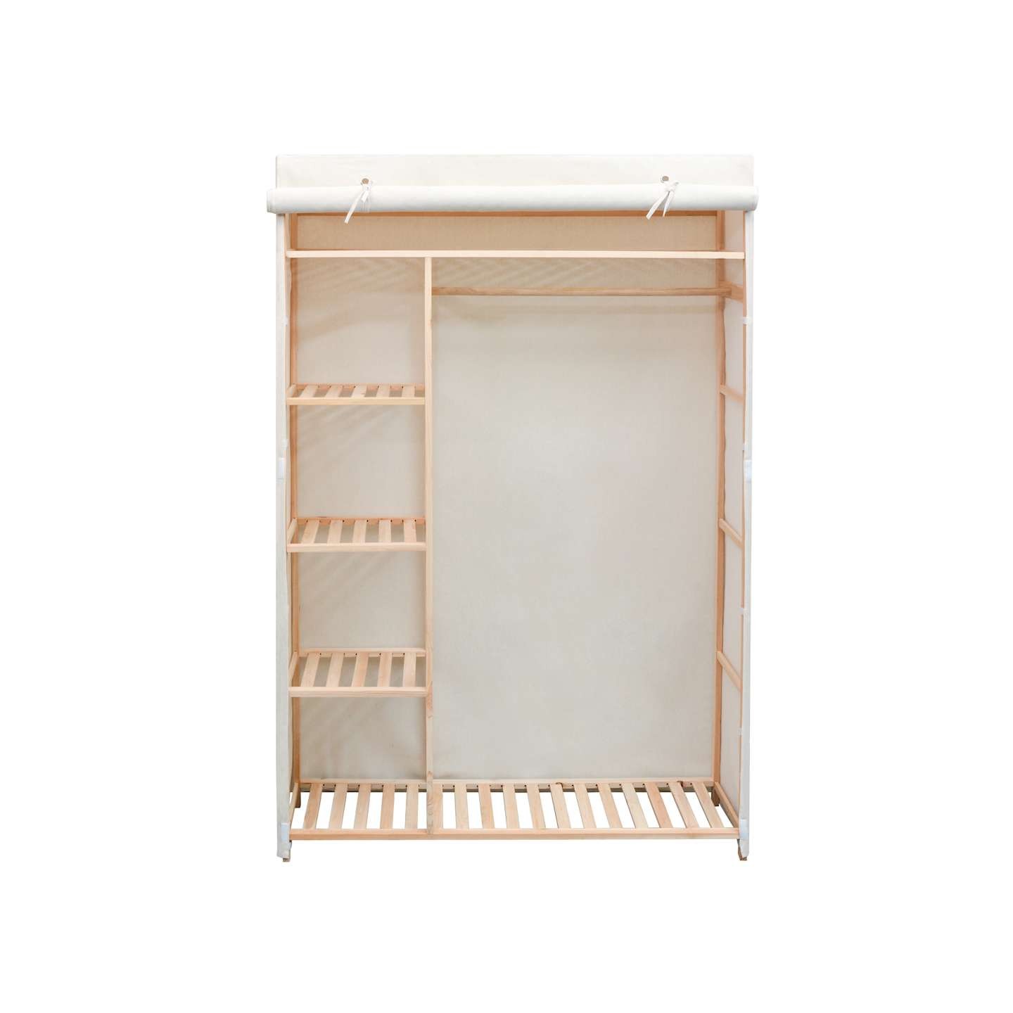 Garde-robe en tissu et bois de pin 110x40x170 cm
