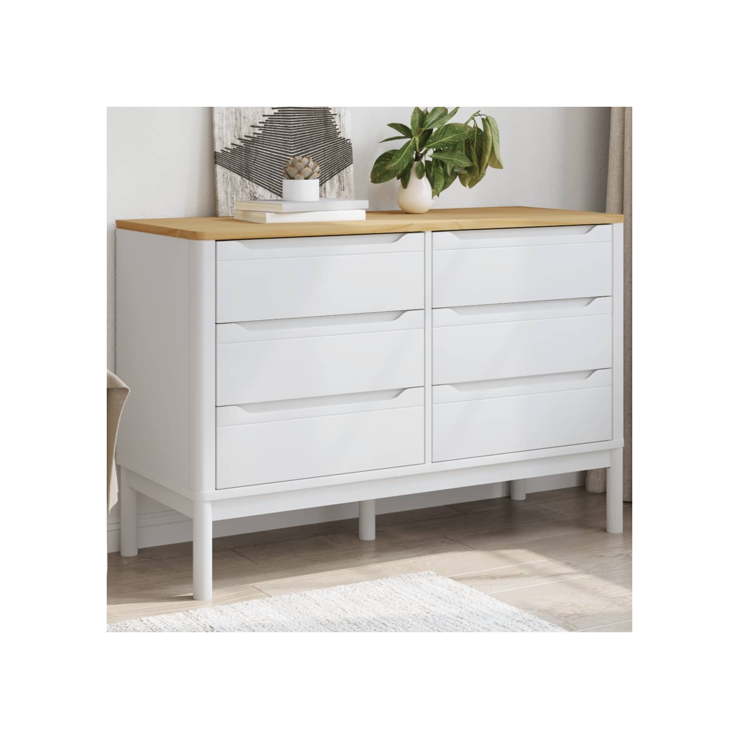 Commode FLORO blanc bois de pin massif