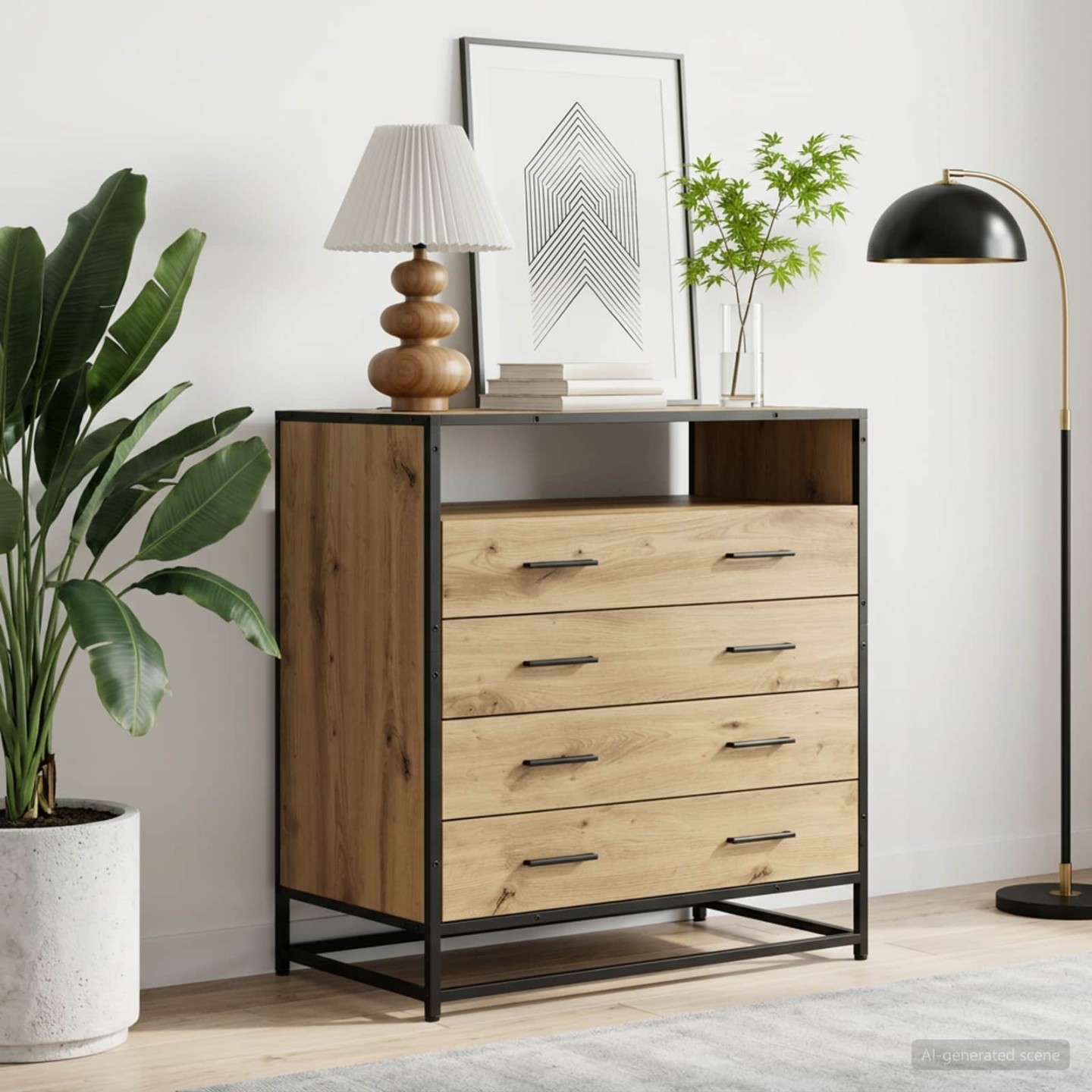 Armoire à tiroirs 4-Tiroir Chêne artisanal 70 x 41 x 83,5 cm