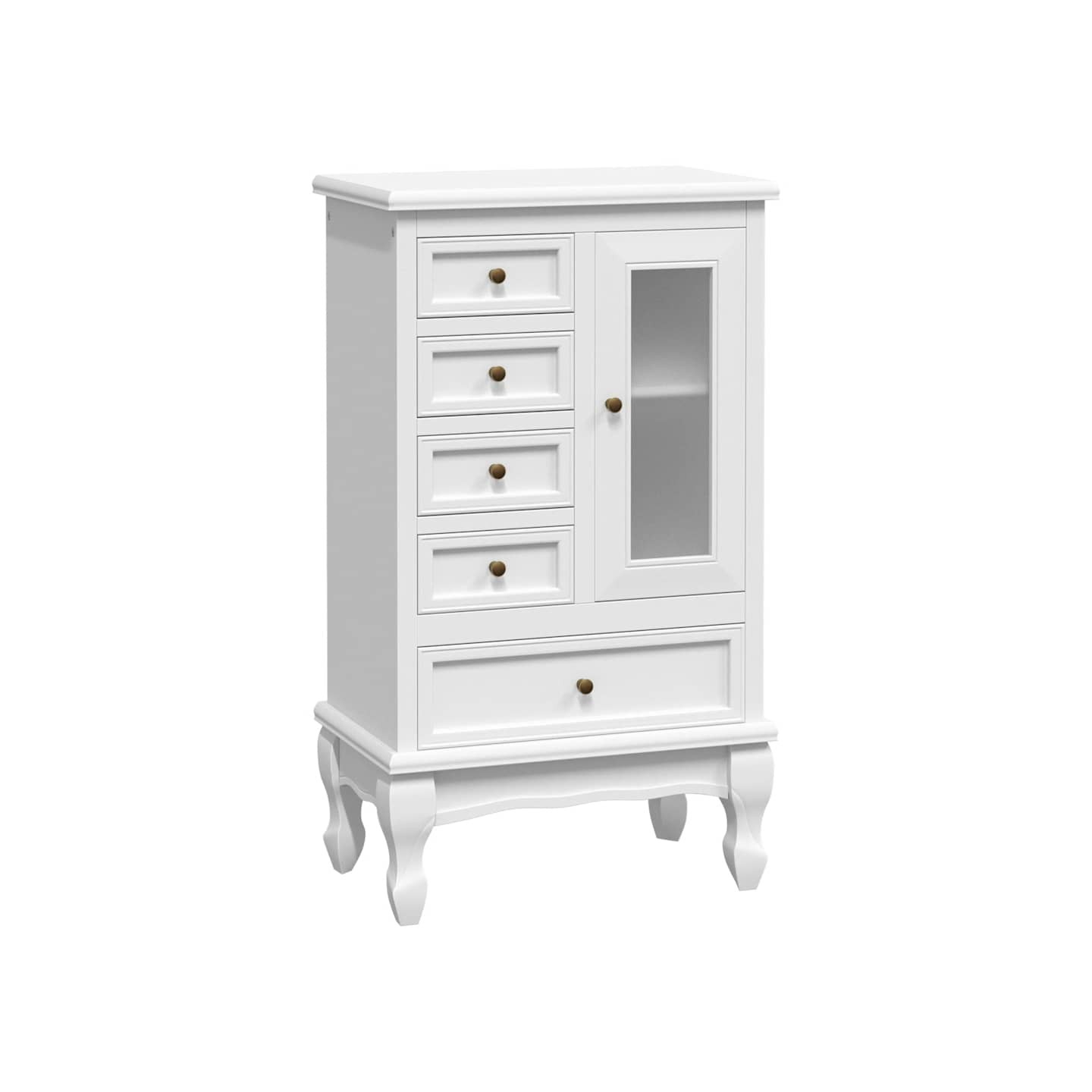 Armoire avec 5 tiroirs et 2 étagères Blanc