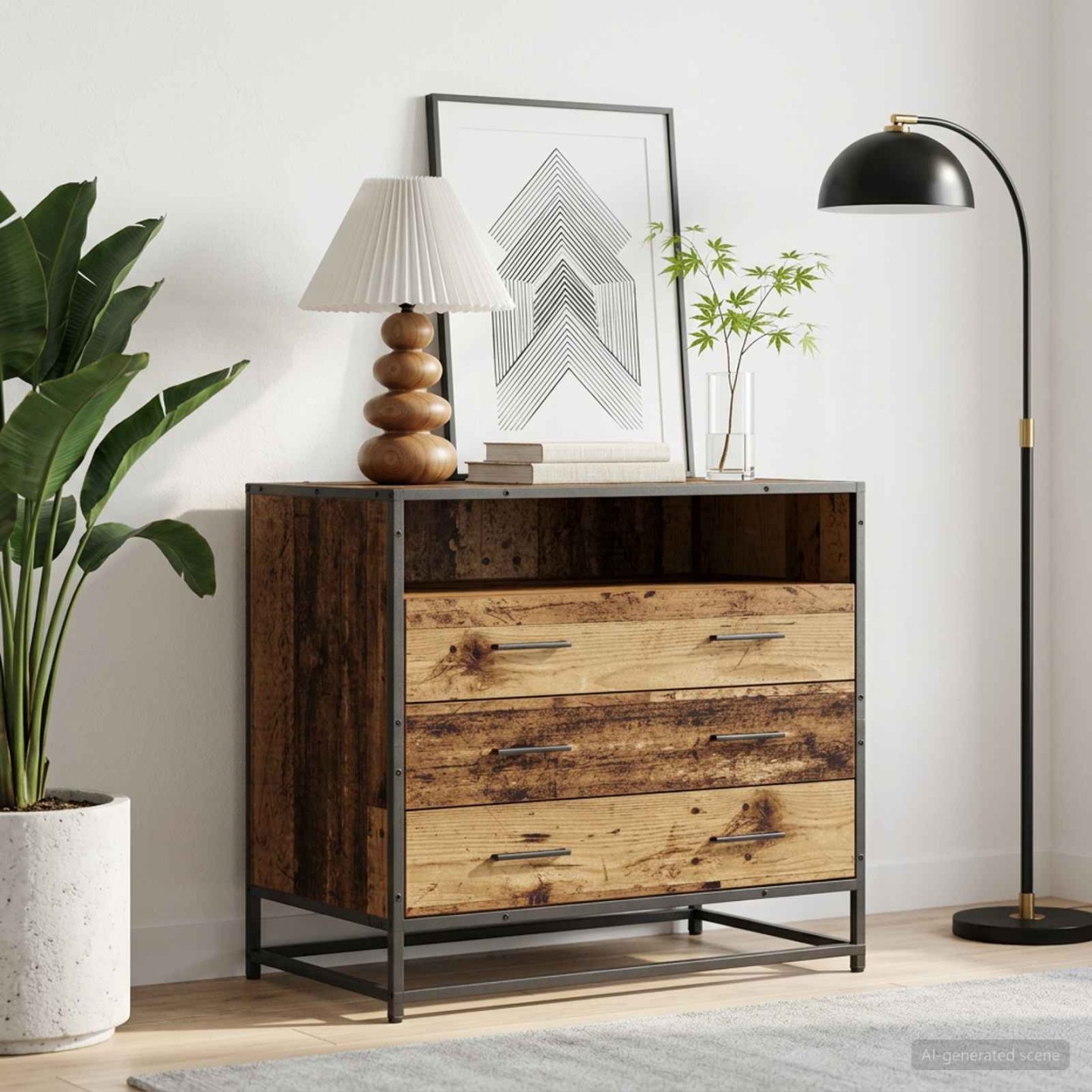 Armoire à tiroirs 3-Tiroir Bois ancien 70 x 41 x 70 cm