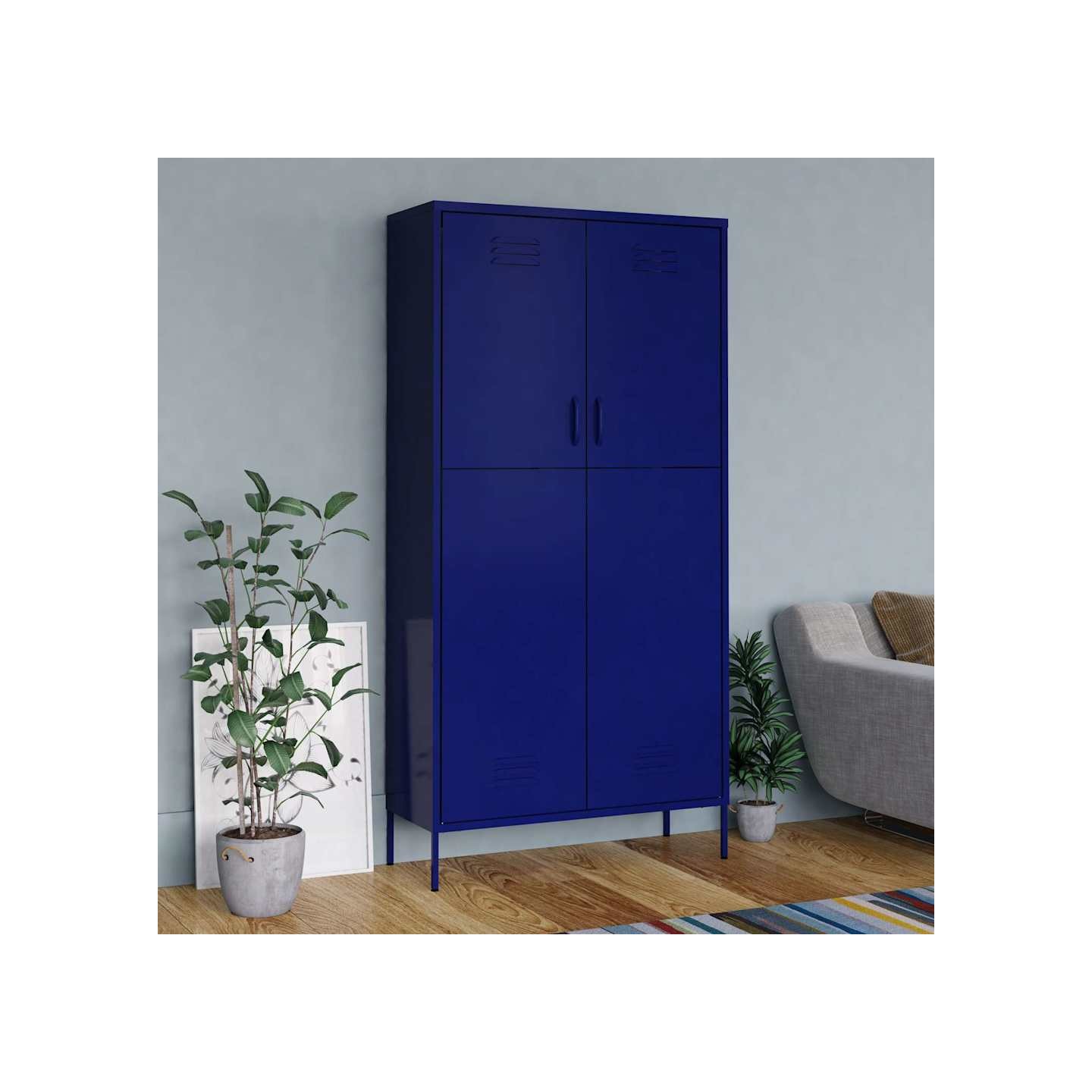 Garde-robe Bleu marine 90x50x180 cm Acier
