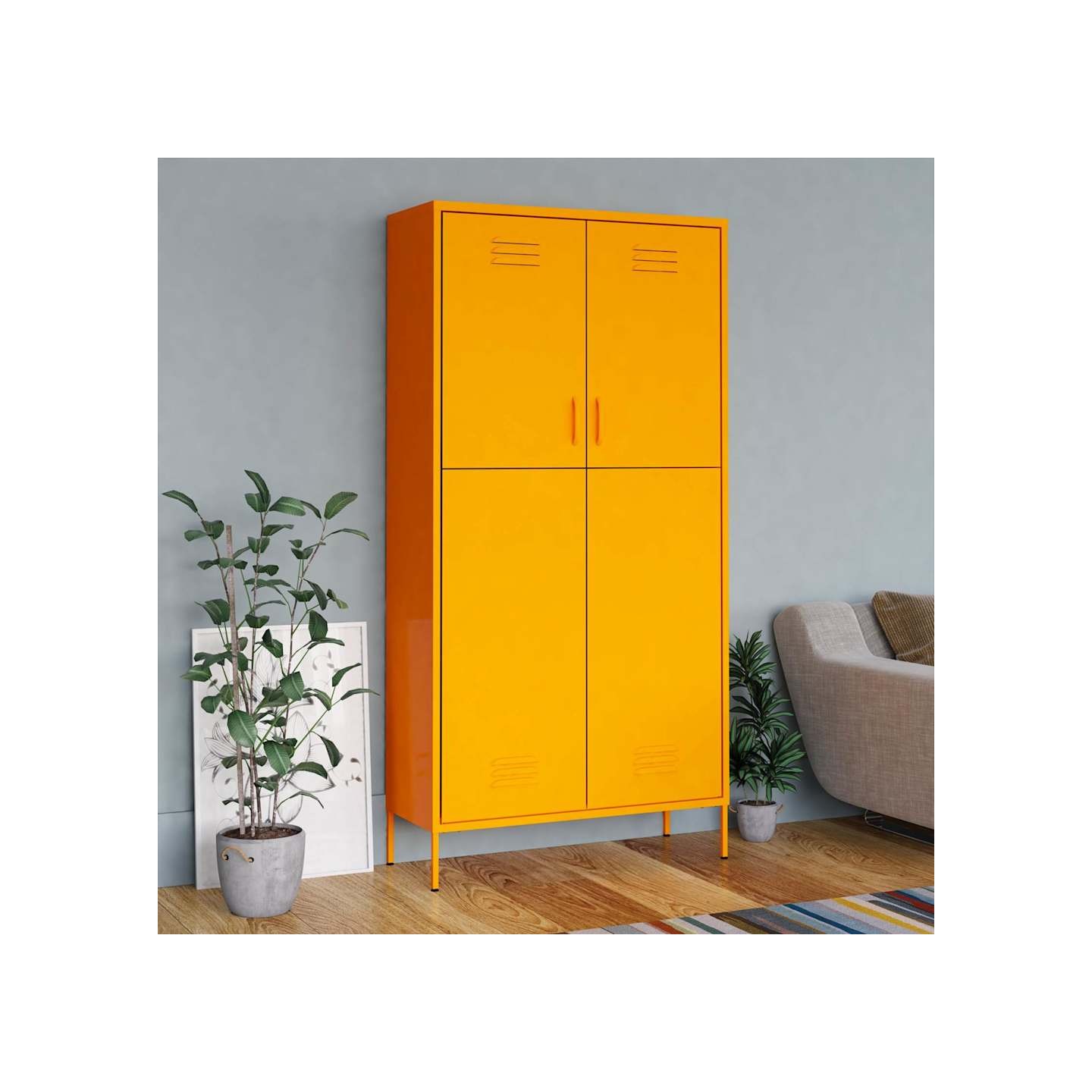Garde-robe Jaune moutarde 90x50x180 cm Acier