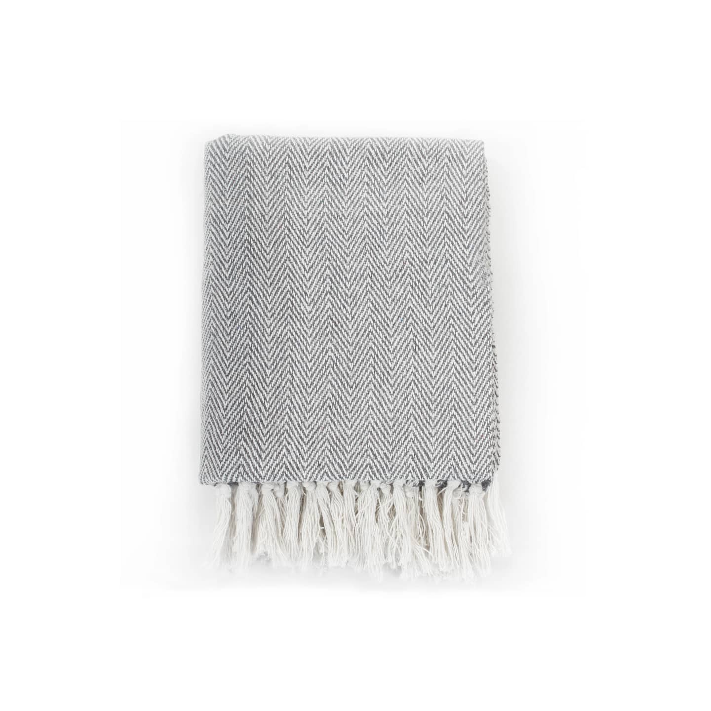 Couverture coton à chevrons 125x150 cm Gris