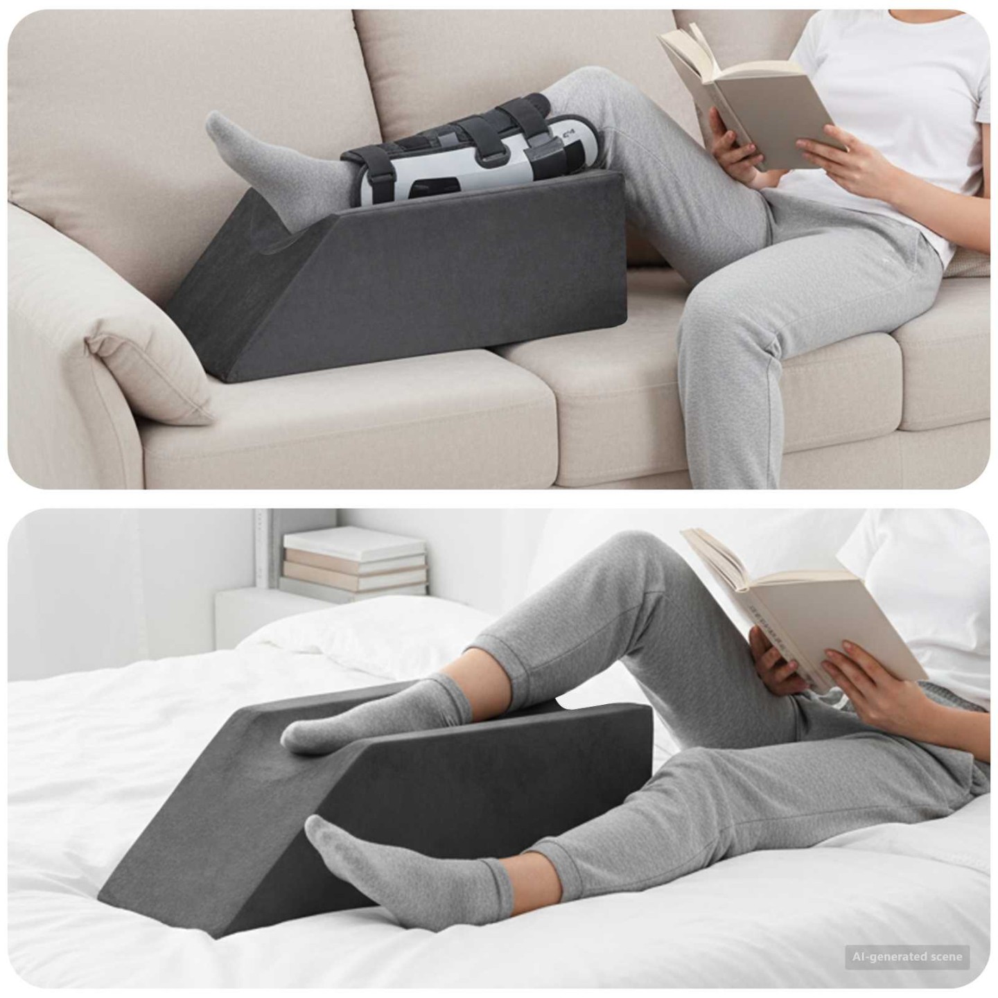 Coussin pour les jambes 68 x 25 x 21,5 cm Ferme Mousse PU Gris