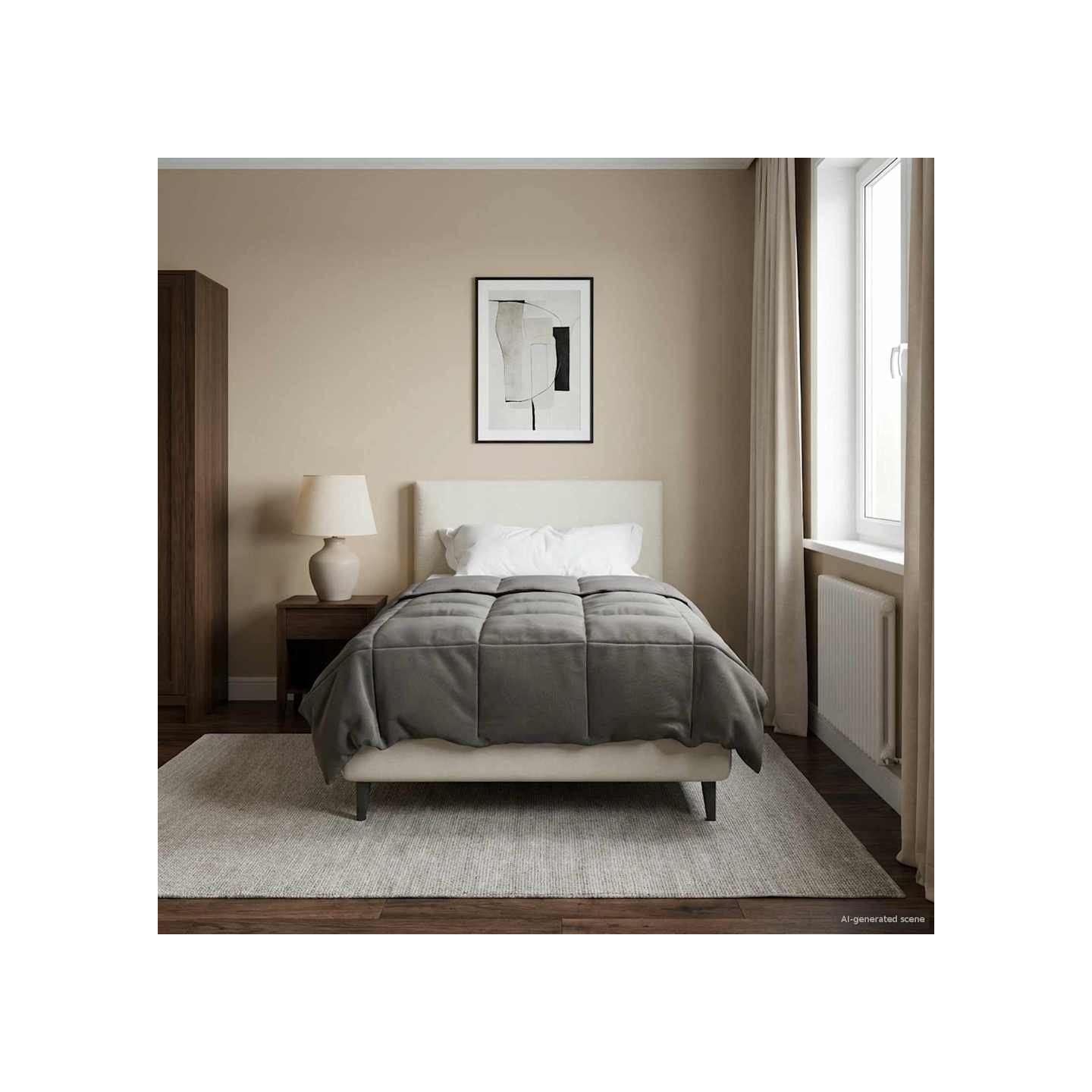 Duvet complet toute l'année 135 x 200 cm 4 saisons Gris clair