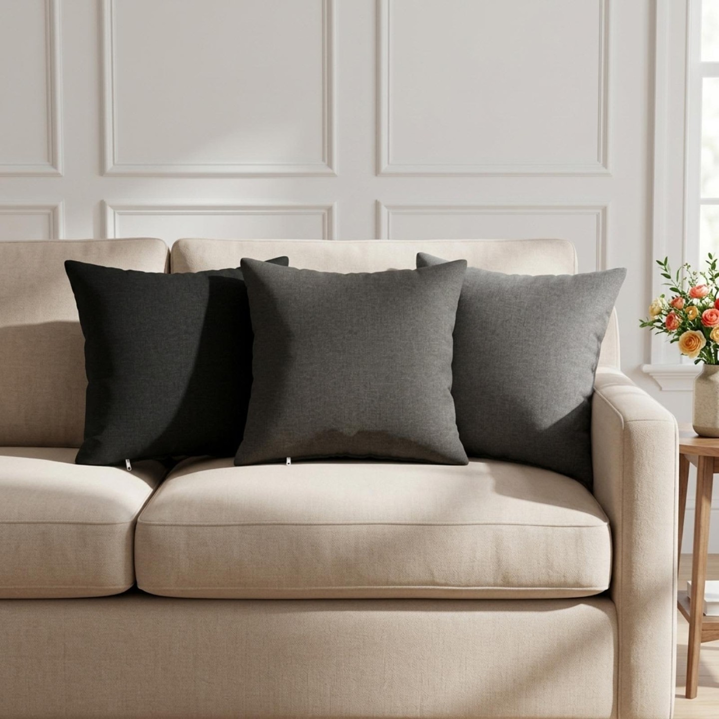 Housse de coussin 2 pc HEERLEN Gris clair 40 x 40 cm Tissu