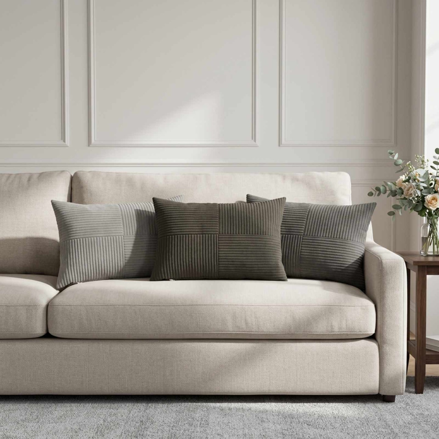 Housse de coussin 2 pc ALMELO Gris foncé 30 x 50 cm