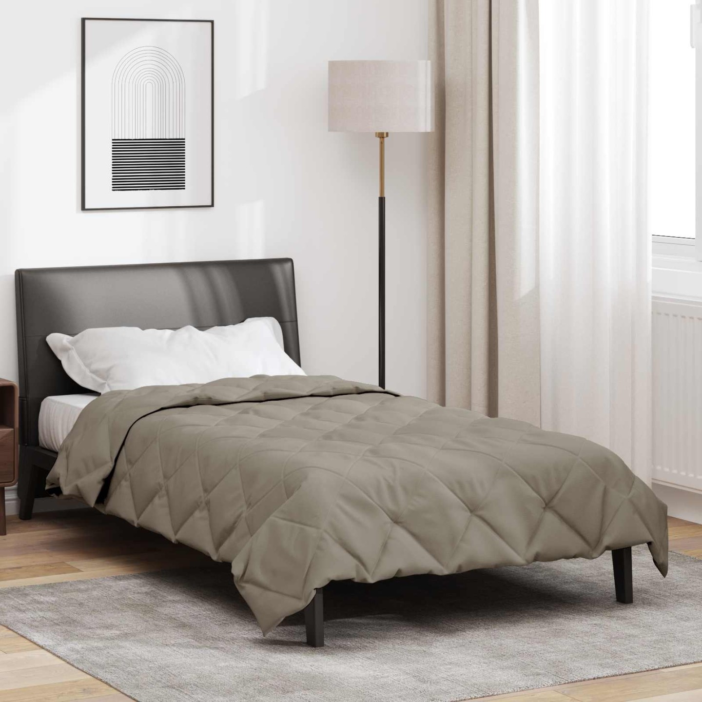 Duvet complet toute l'année Gris clair 135 x 200 cm Microfiber