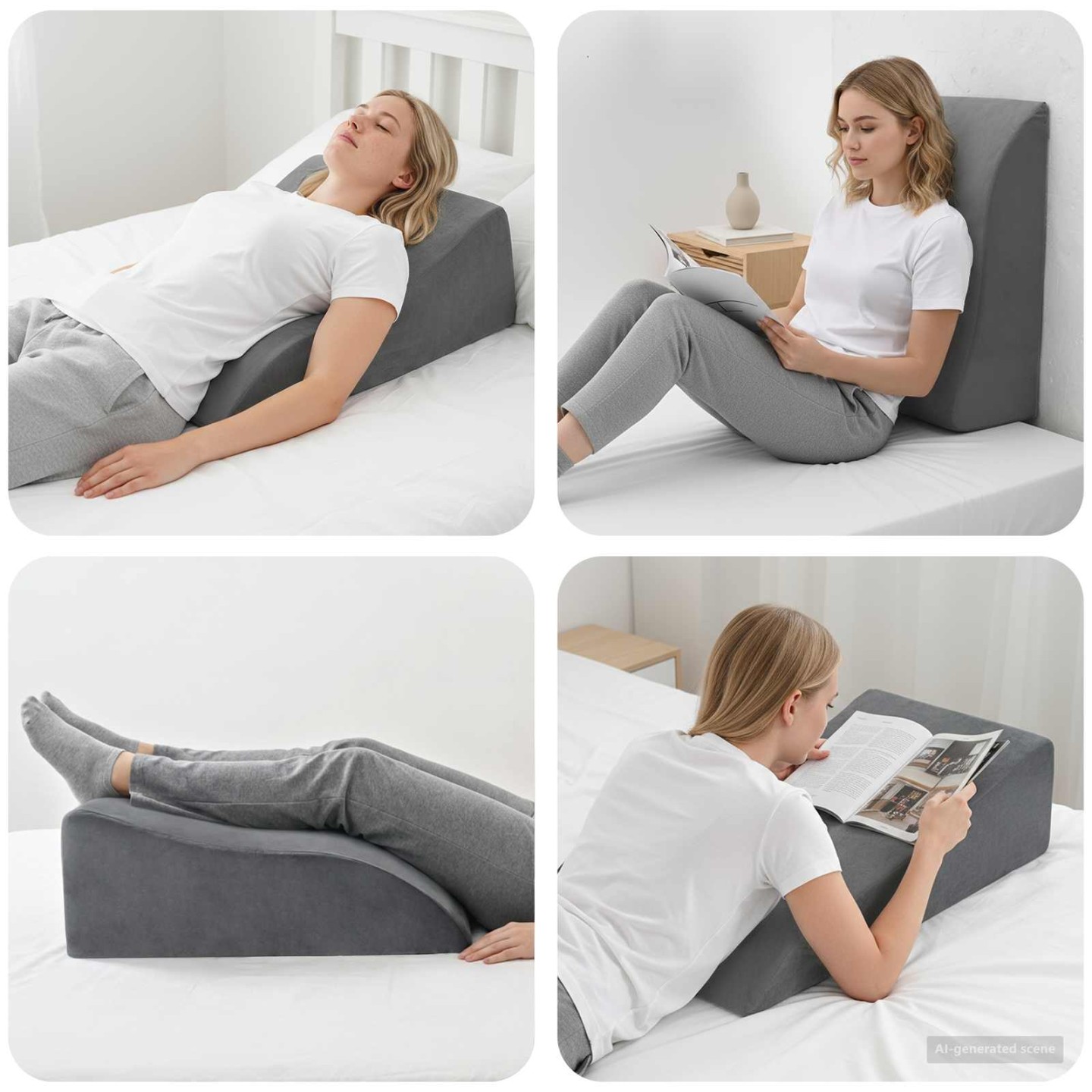 Coussin pour les jambes 68 x 41 x 24 cm Mousse PU Gris
