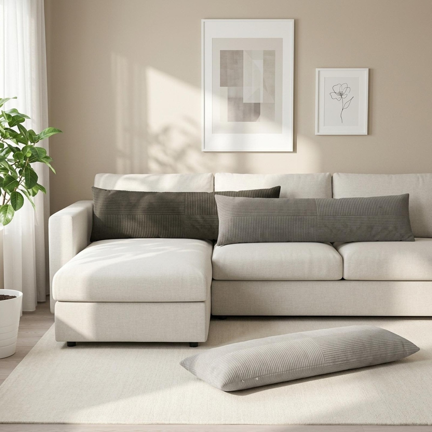 Housse de coussin ALMELO Anthracite 40 x 145 cm velours côtelé