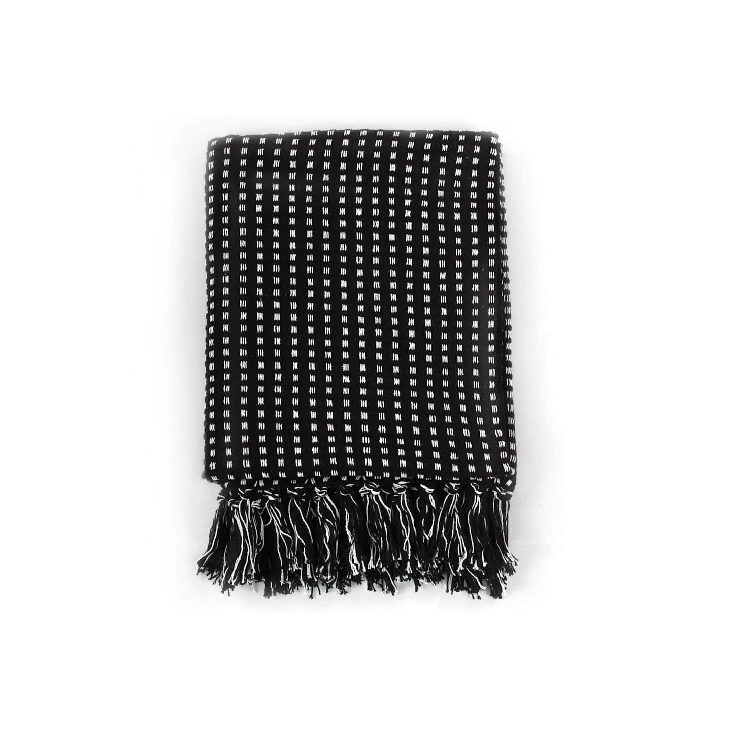Couverture coton à carreaux 160x210 cm Noir