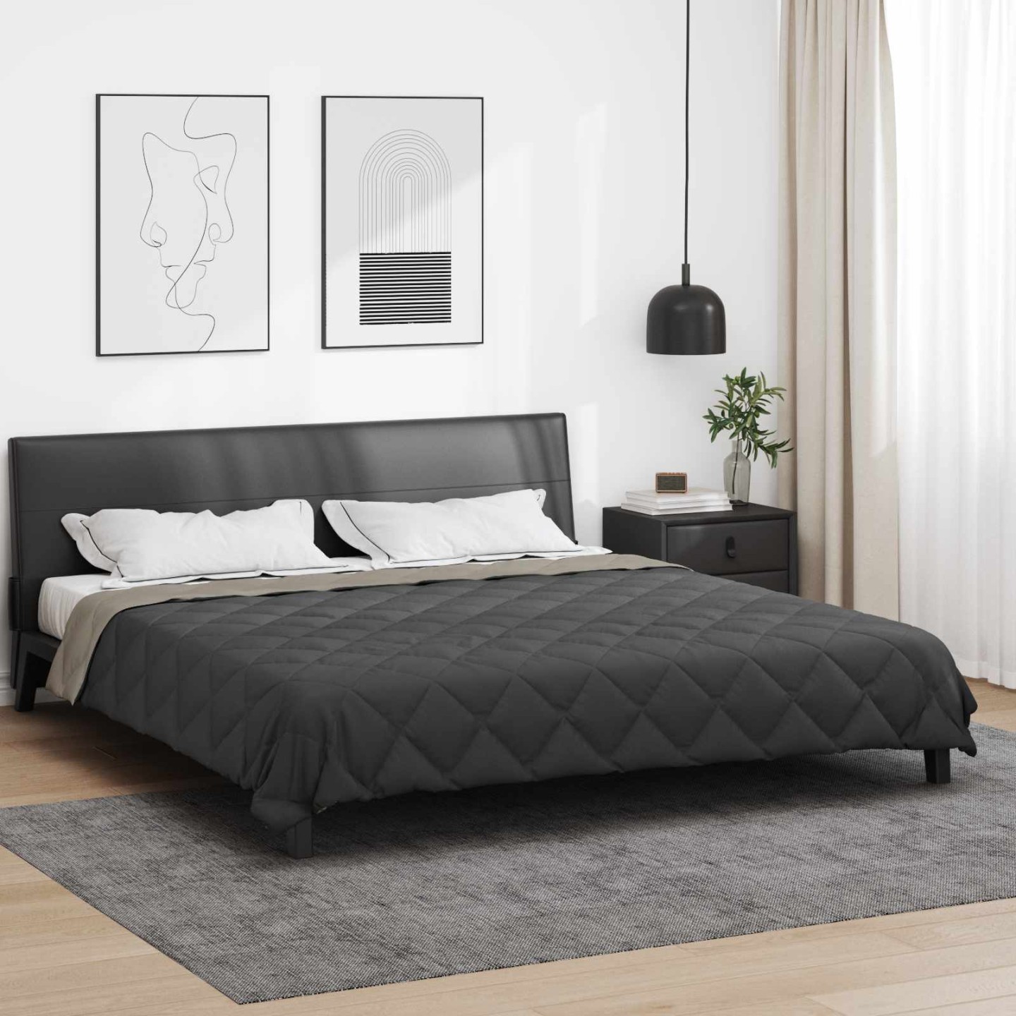Duvet complet toute l'année Gris clair et anthracite Microfiber