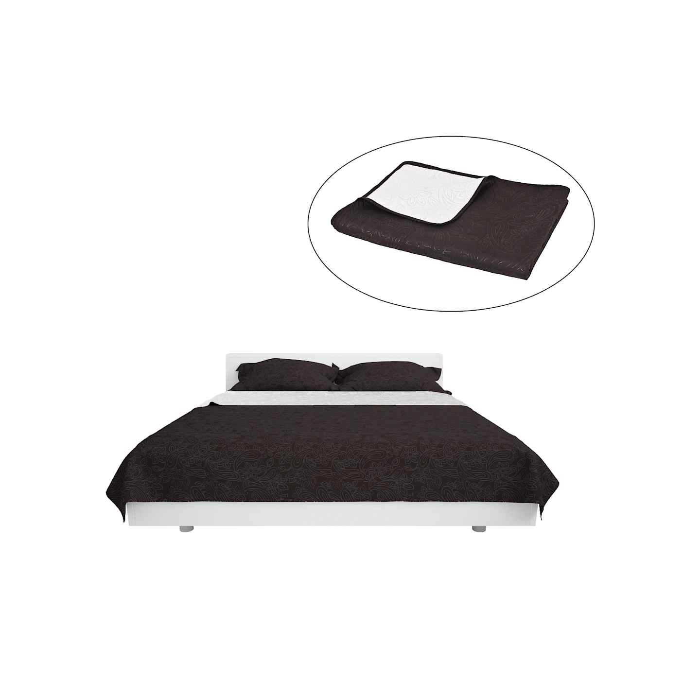 Couvre-lit à double face matelassé 170 x 210 cm Crème et marron