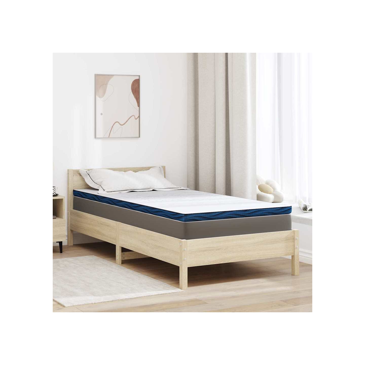 Surmatelas 90 x 200 cm d’épaisseur Tissu jacquard Blanc