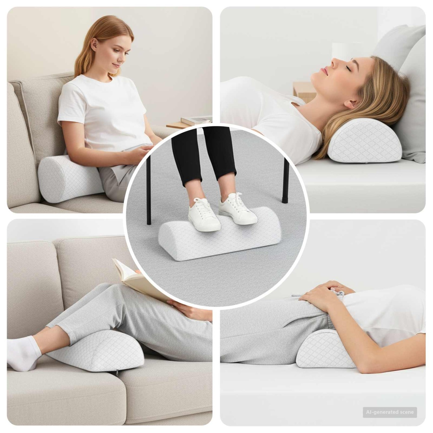 Coussin pour les jambes 52 x 20 x 12 cm Moyen Blanc