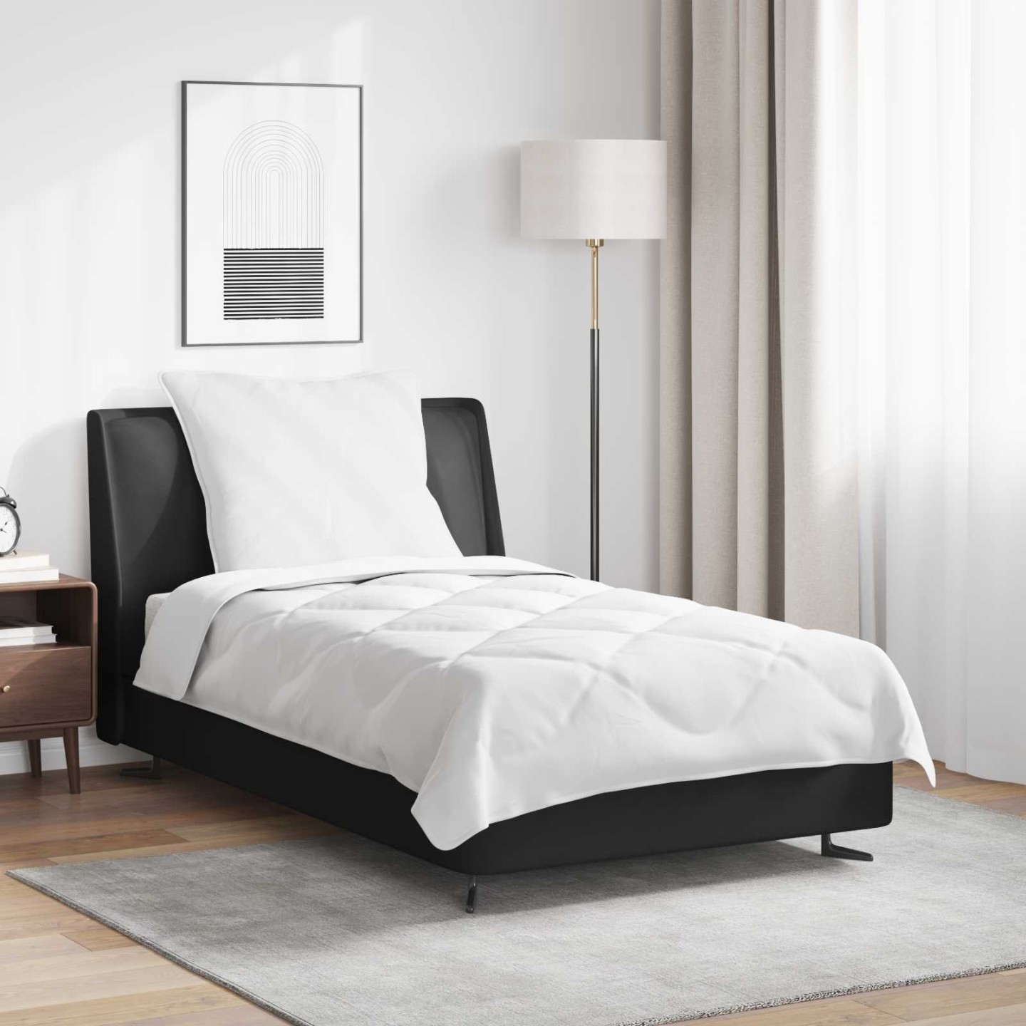 Duvet toutes saisons avec oreiller 2 pièces Blanc Microfibre
