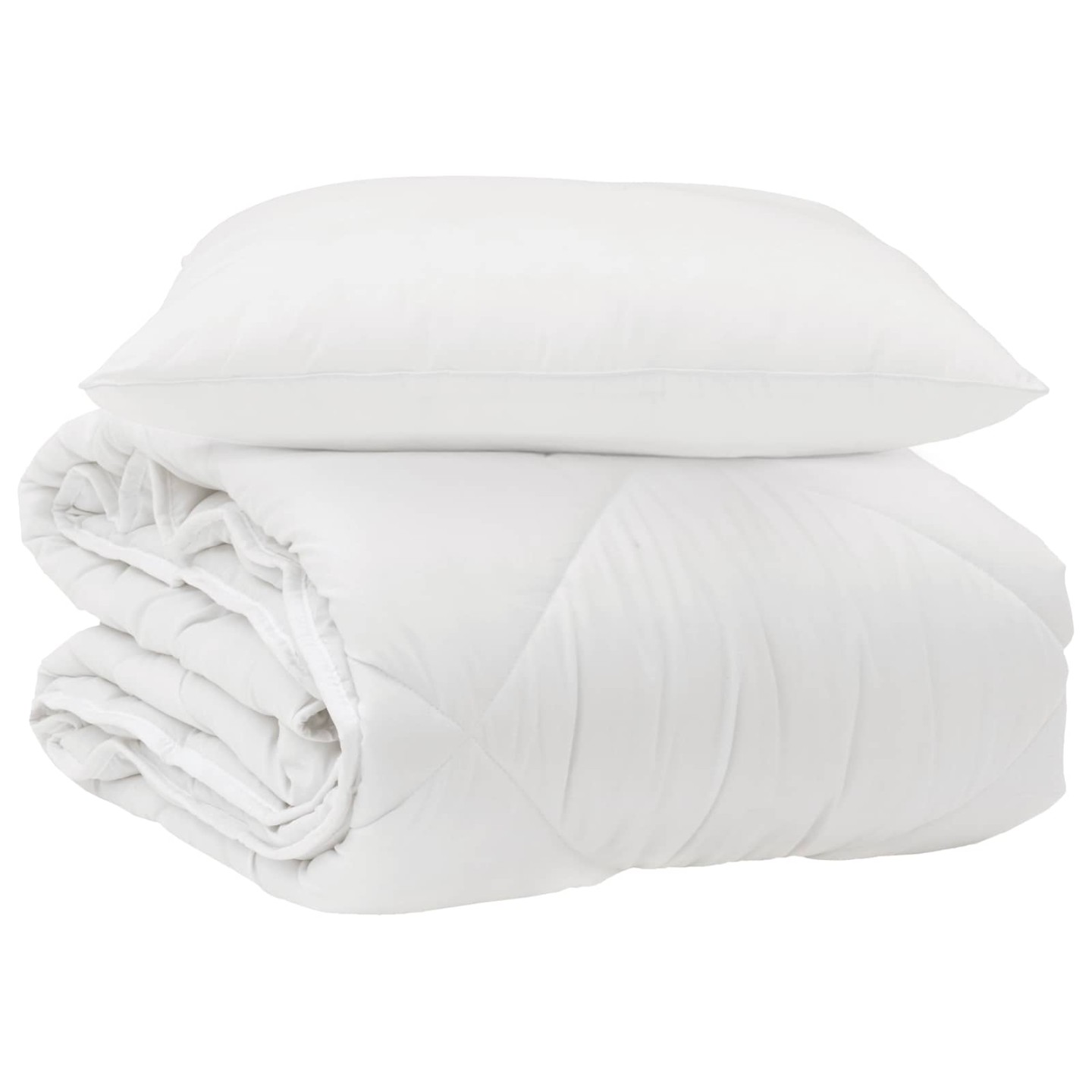 Duvet toutes saisons avec oreiller 2 pièces Blanc Microfibre