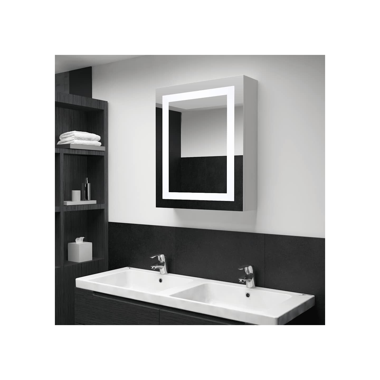 Armoire de salle de bain à miroir LED 50x13x70 cm