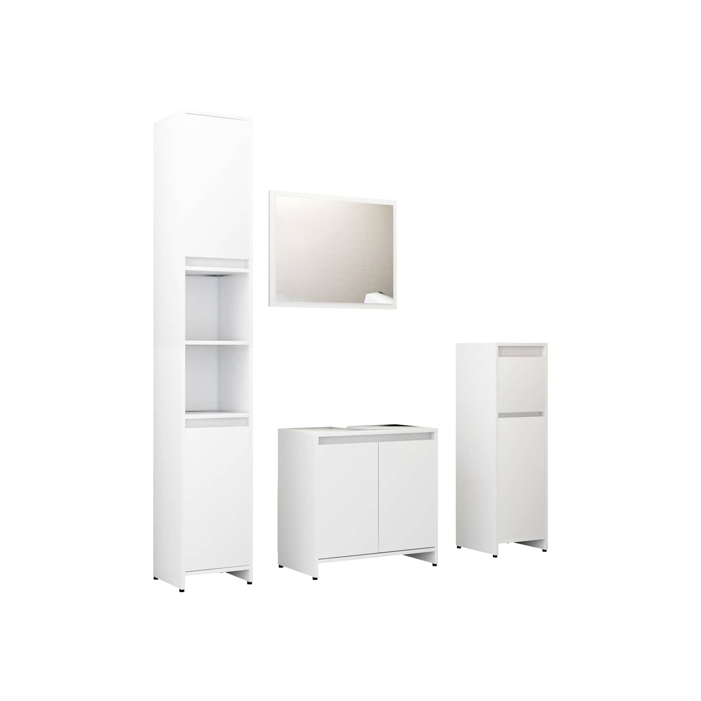 Ensemble de meubles de salle de bain 4pcs Blanc Bois ingénierie