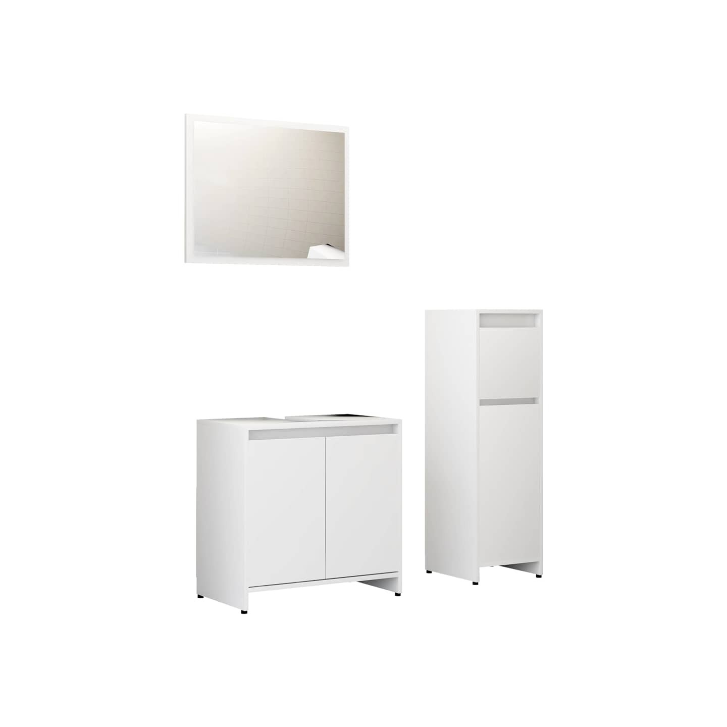 Ensemble de meubles de bain 3 pcs Blanc Bois d'ingénierie