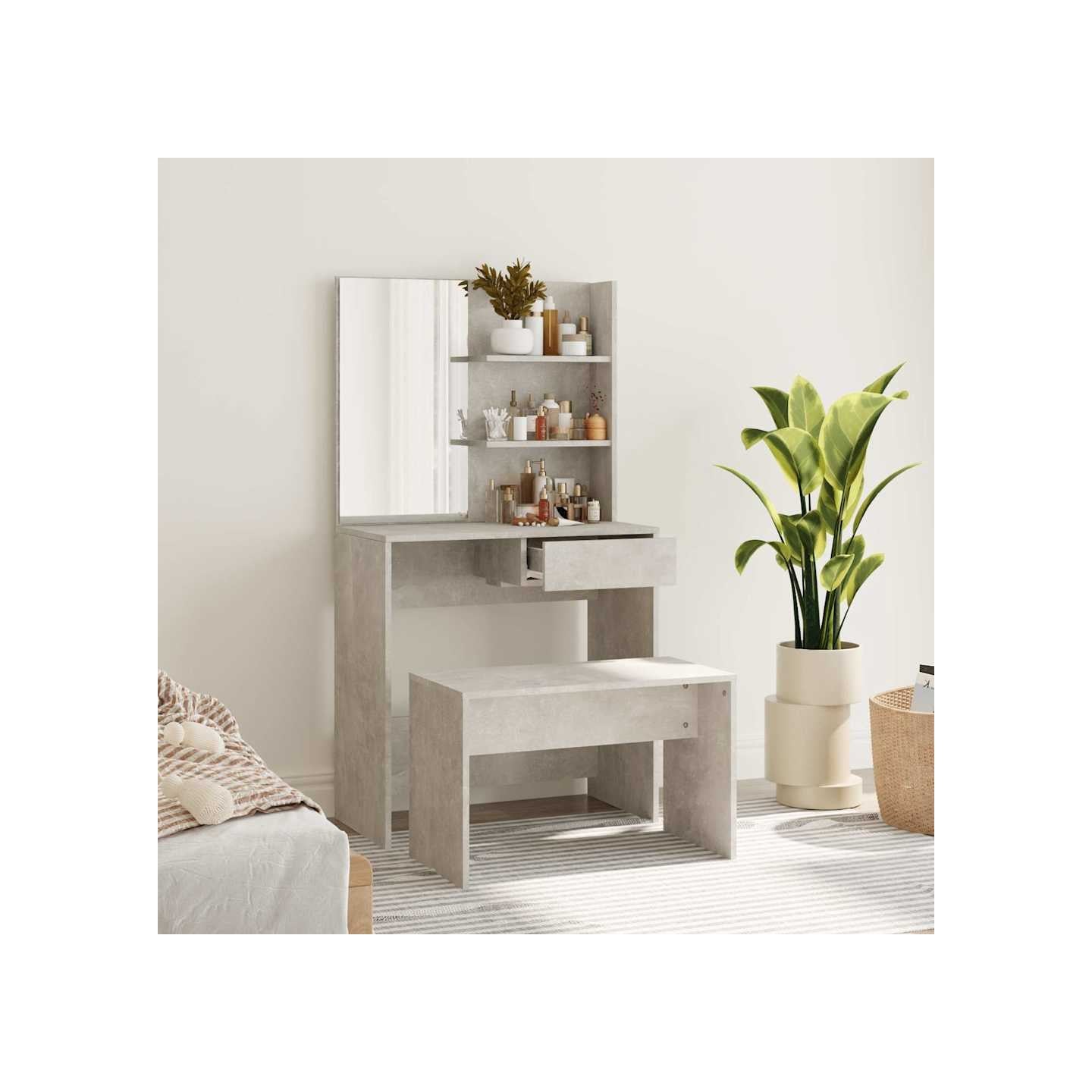 Ensemble de coiffeuse Gris béton 74,5x40x141 cm