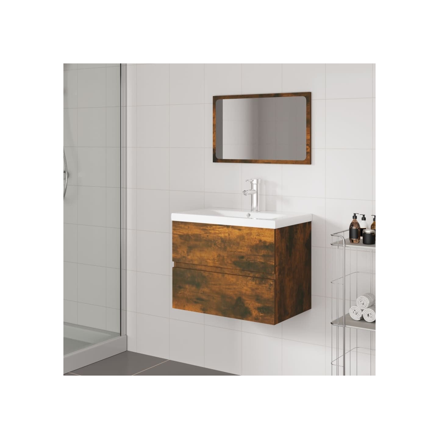 Meubles de salle de bain Chêne fumé Bois d'ingénierie