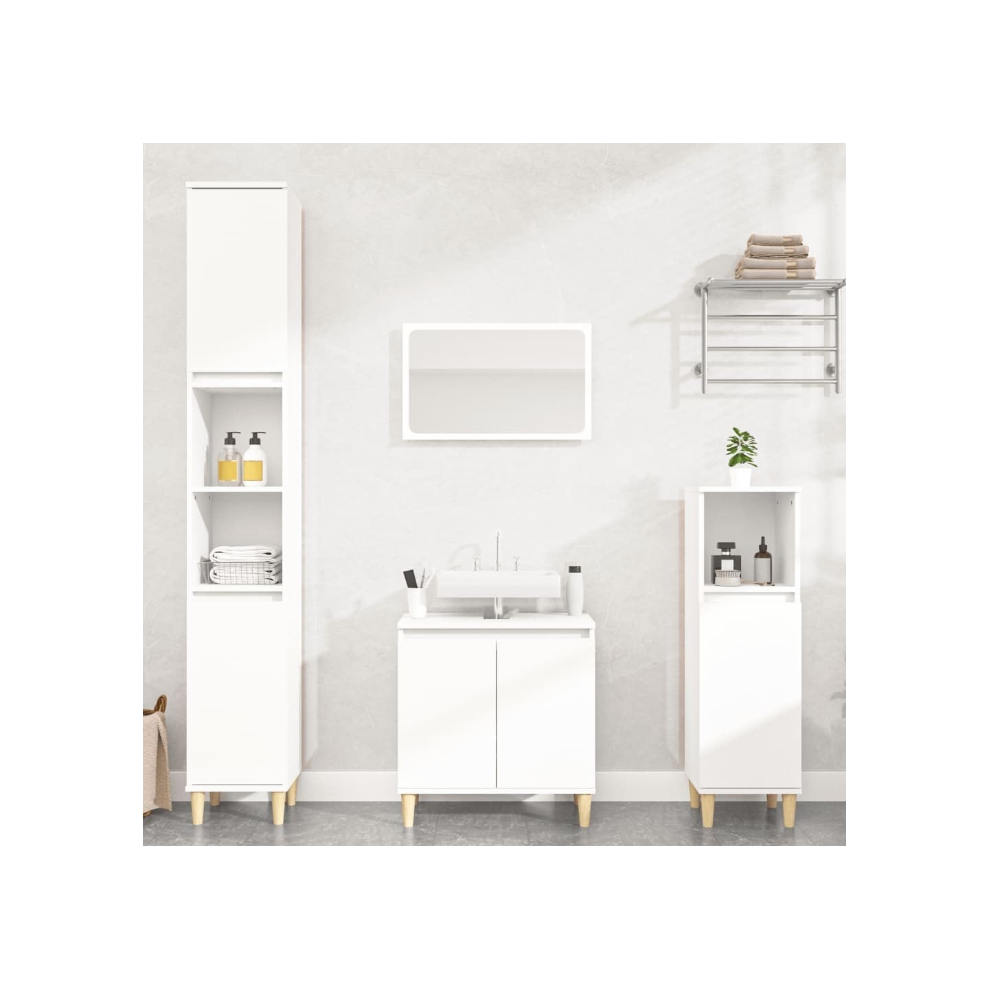 Ensemble de meubles salle de bain 3 pcs blanc bois d'ingénierie