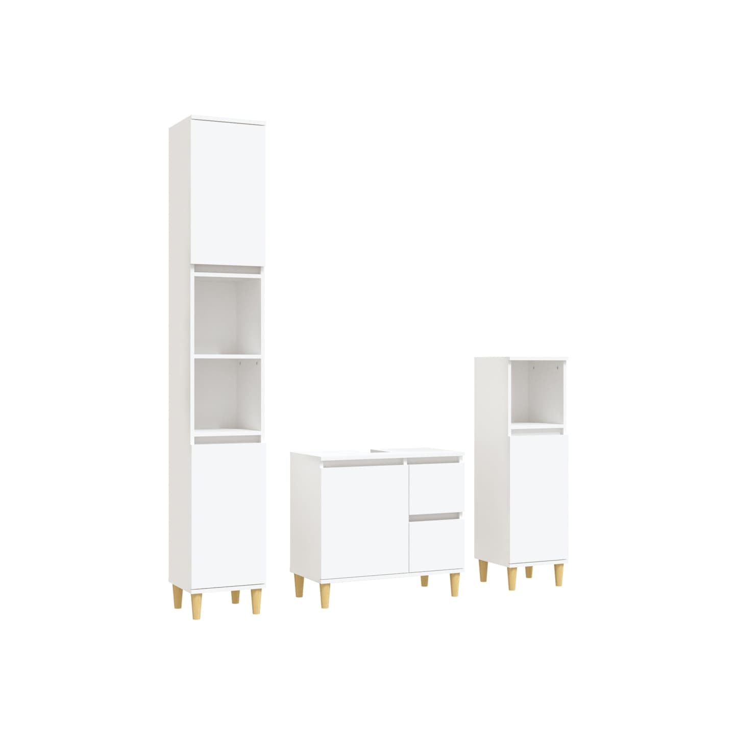 Ensemble d'armoires salle de bain 3 pcs blanc bois d'ingénierie