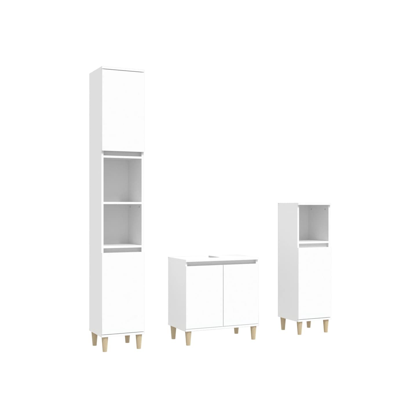 Ensemble de meubles salle de bain 3 pcs blanc bois d'ingénierie