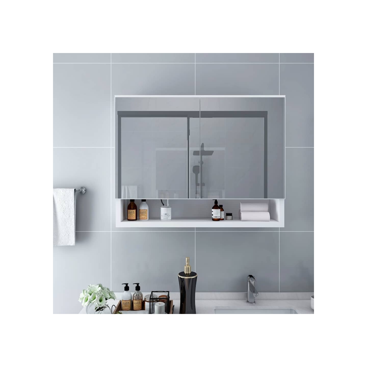 Armoire à miroir de salle de bain LED Blanc 80x15x60 cm MDF