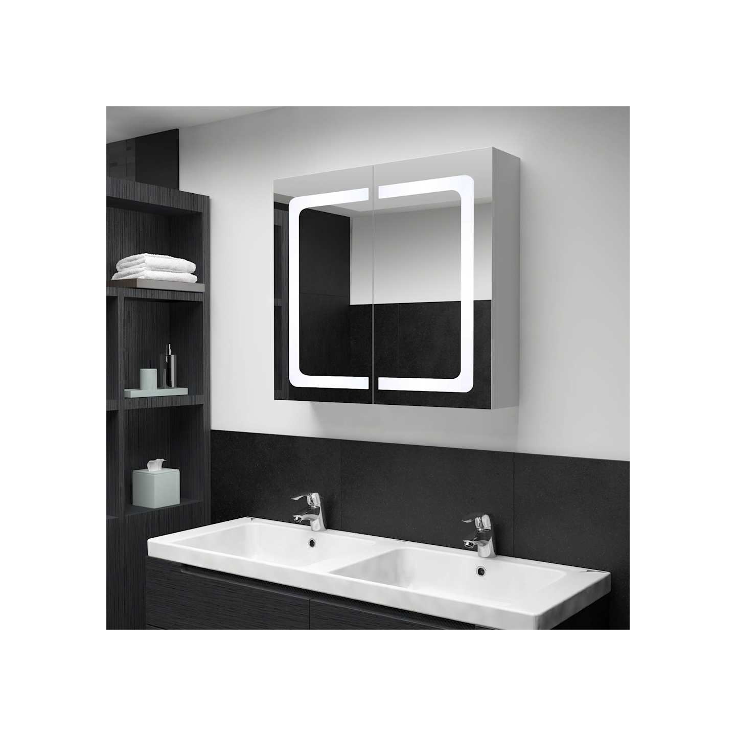 Amoire de salle de bain avec miroir Anthracite 80 x 12 x 68 cm