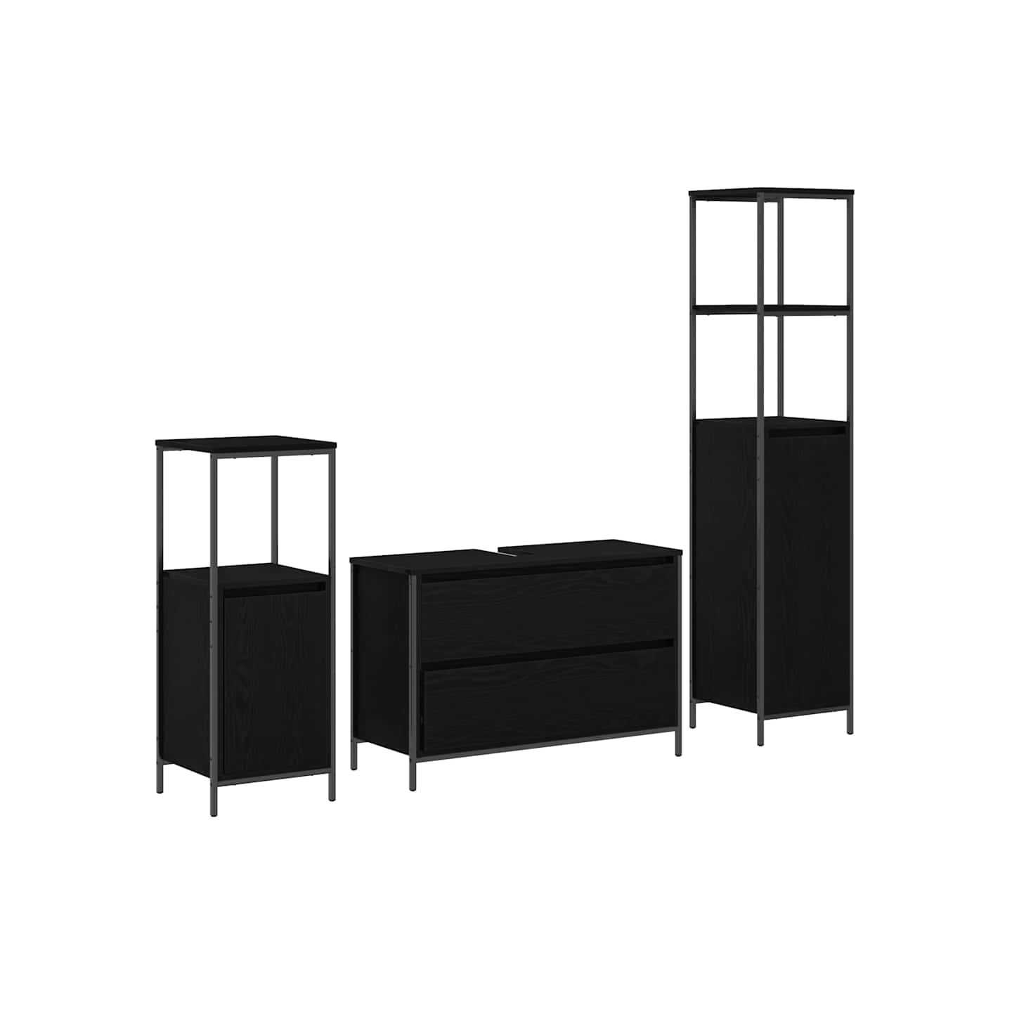 Ensemble de mobilier de salle de bain 3 pc Chêne noir