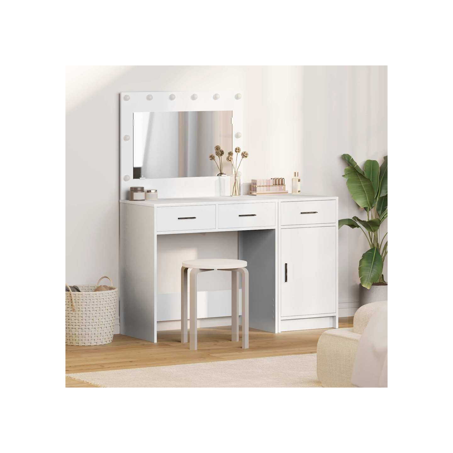 Table de Toilette 2 pc Blanc 40 x 41 x 75 cm Bois d'ingénierie