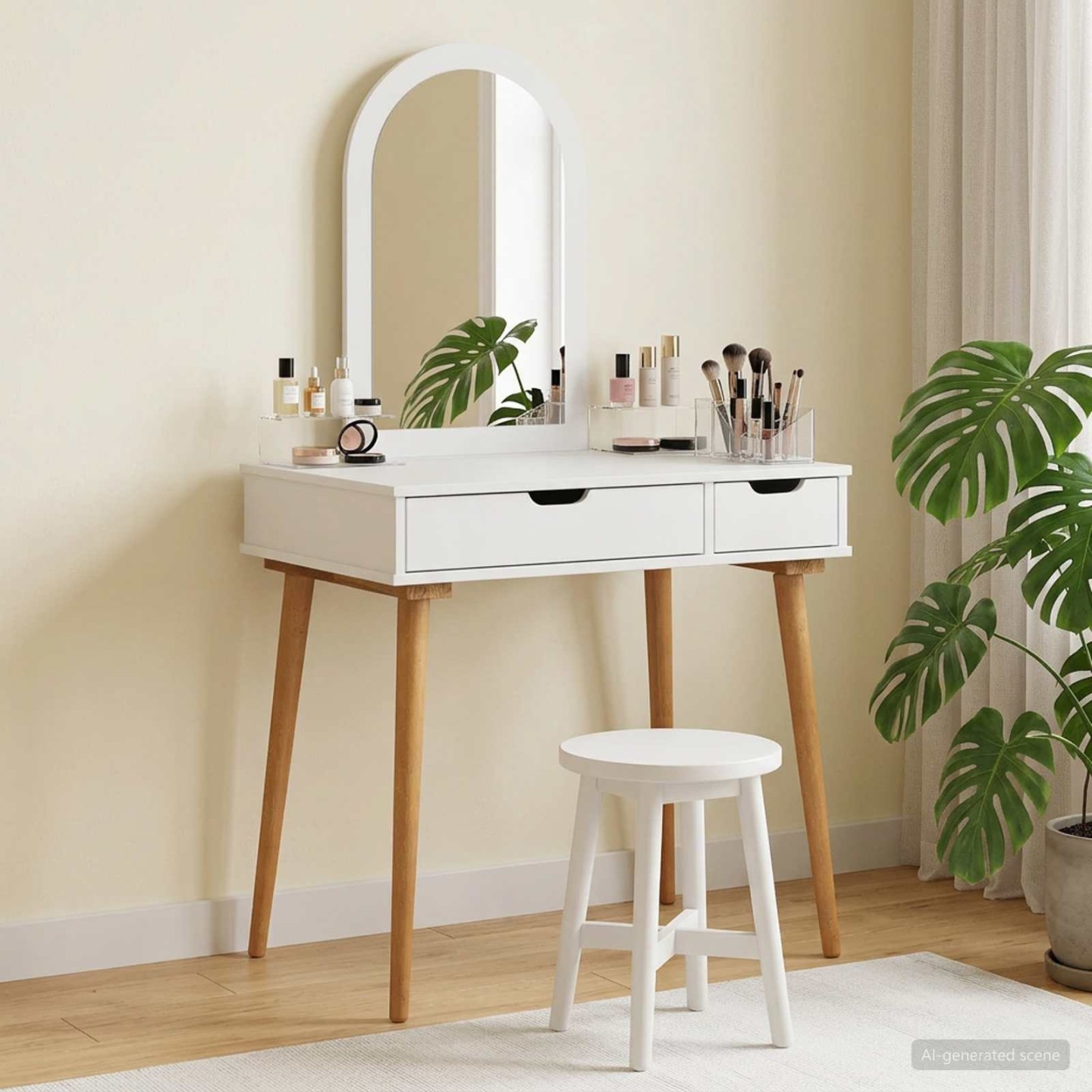 Ensemble de Coiffeuse FAUSKE 2 pc Blanc 76 x 50 x 143 cm