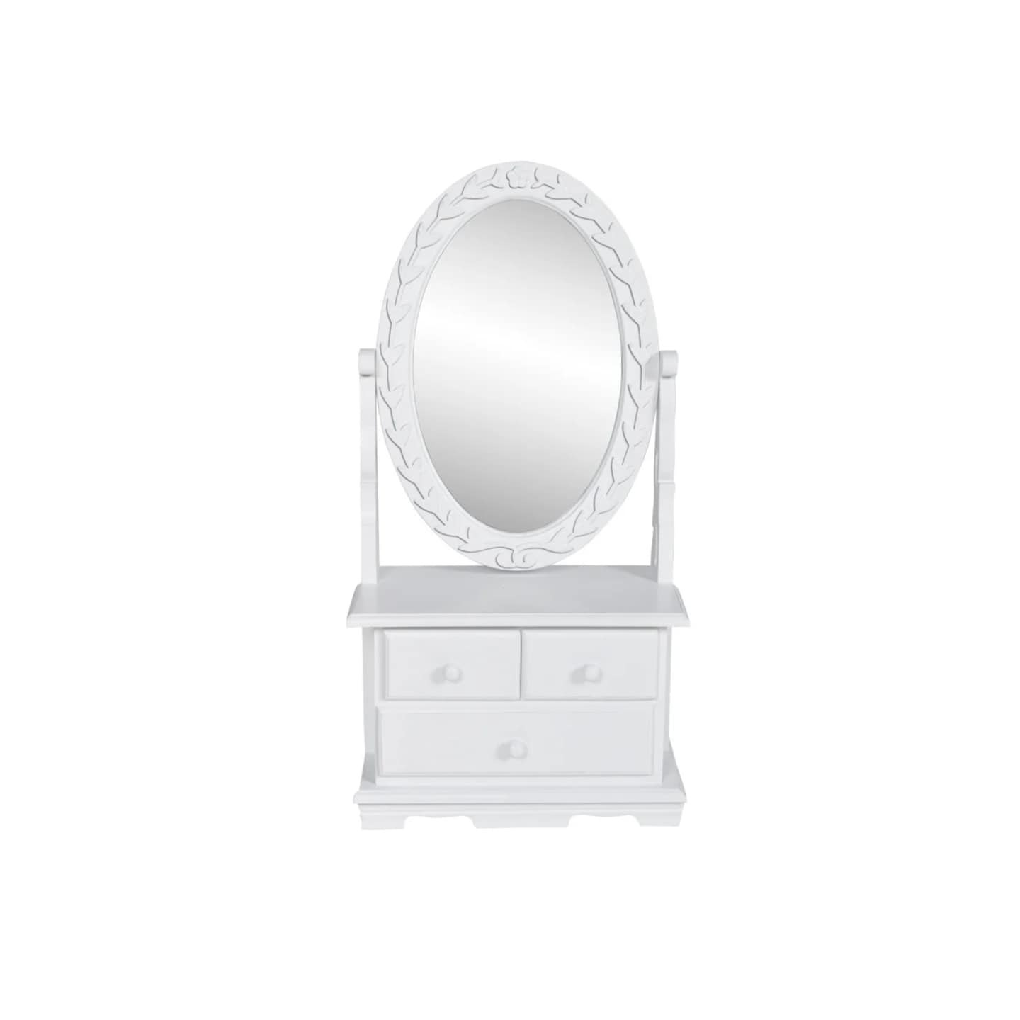 Coiffeuse avec miroir pivotant ovale MDF
