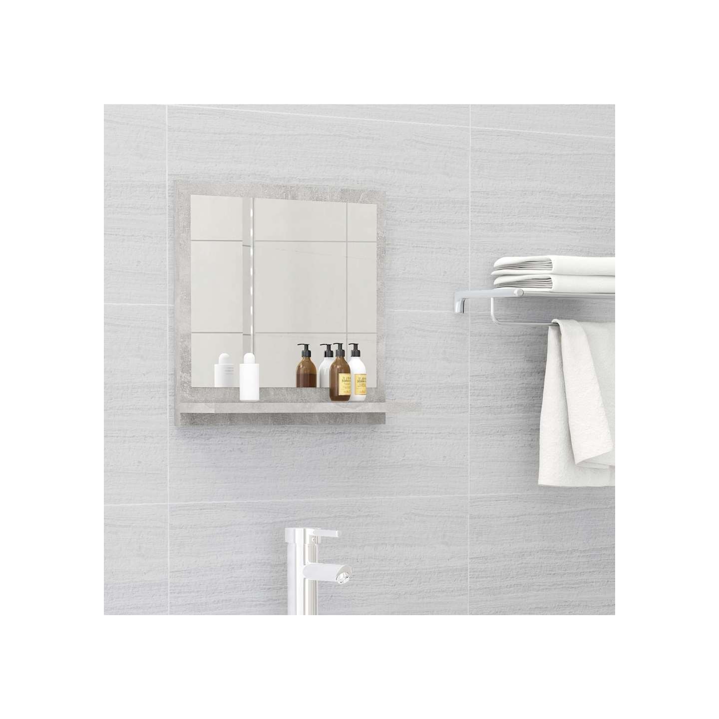 Miroir de salle de bain Gris béton 40x10,5x37cm Bois ingénierie