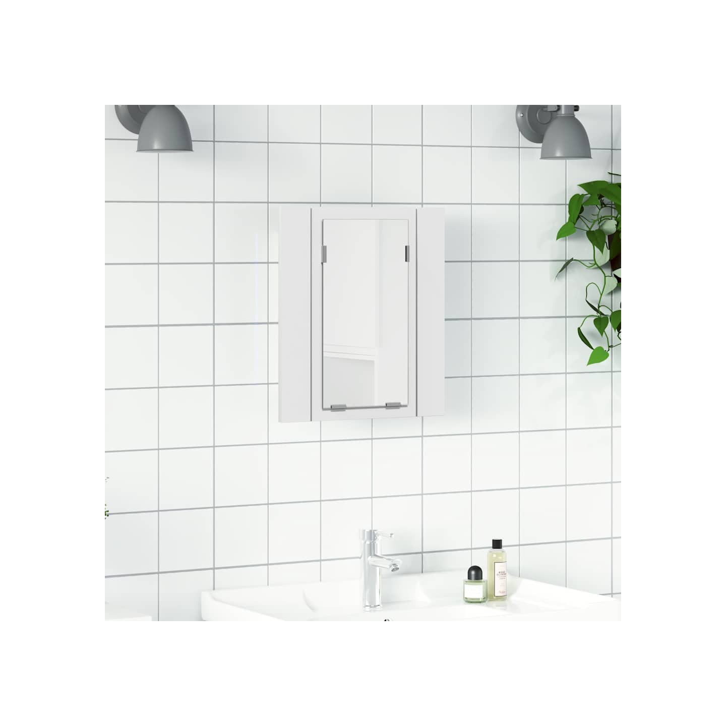 Armoire salle de bain à miroir LED Blanc 40x12x45 cm Acrylique