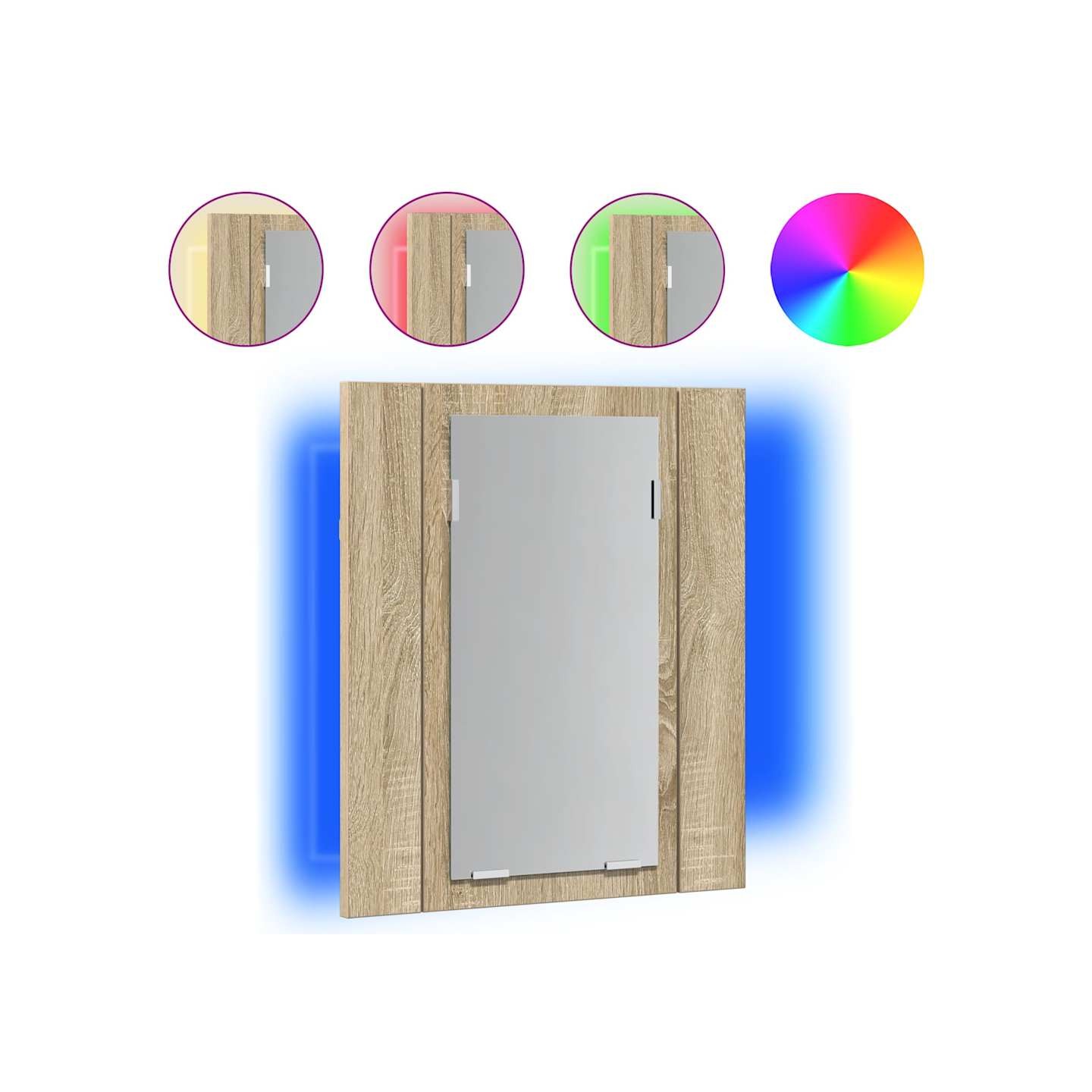 Armoire à miroir LED de bain Chêne sonoma 40x12x45 cm Acrylique