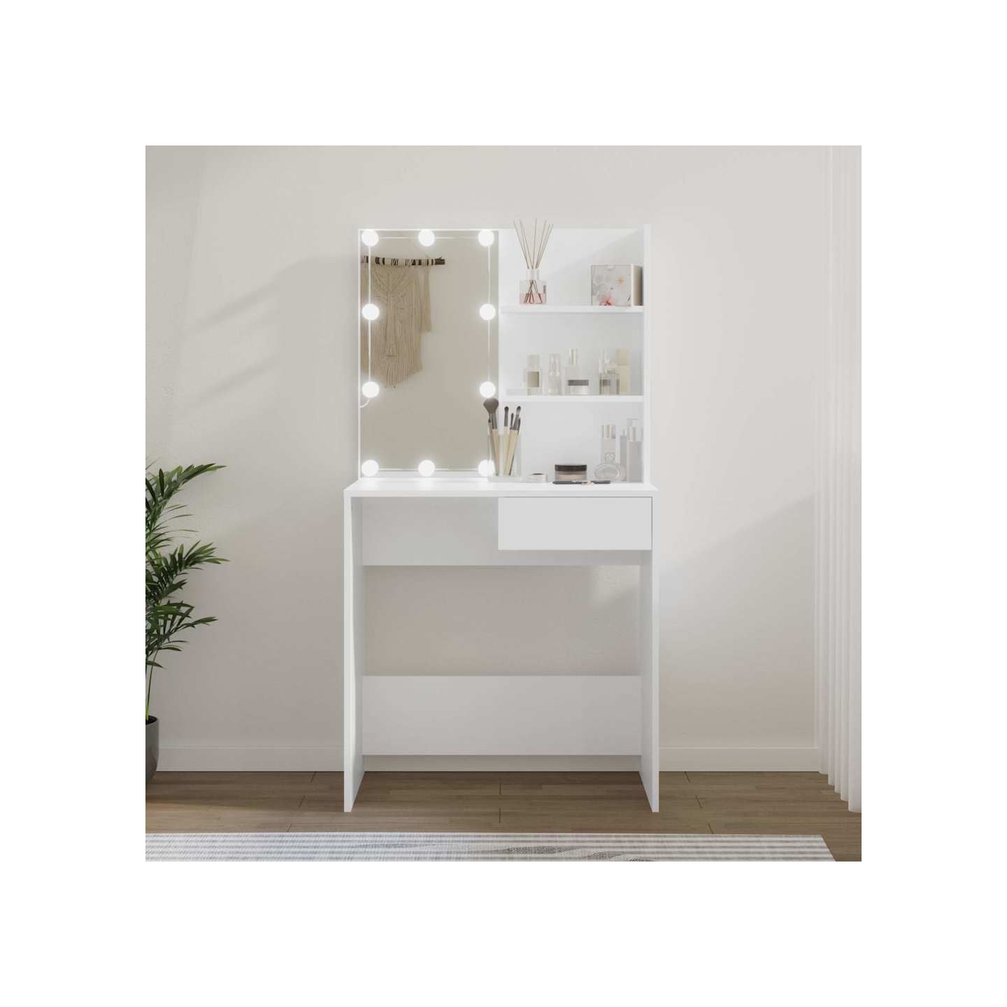 Coiffeuse avec LED Blanc 74,5x40x141 cm