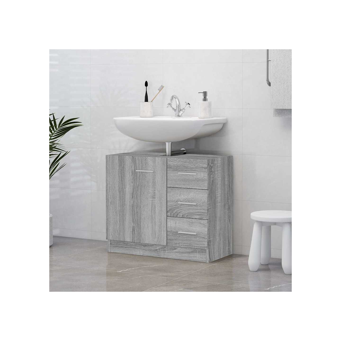 Armoire de lavabo Sonoma gris 63x30x54 cm Bois d'ingénierie