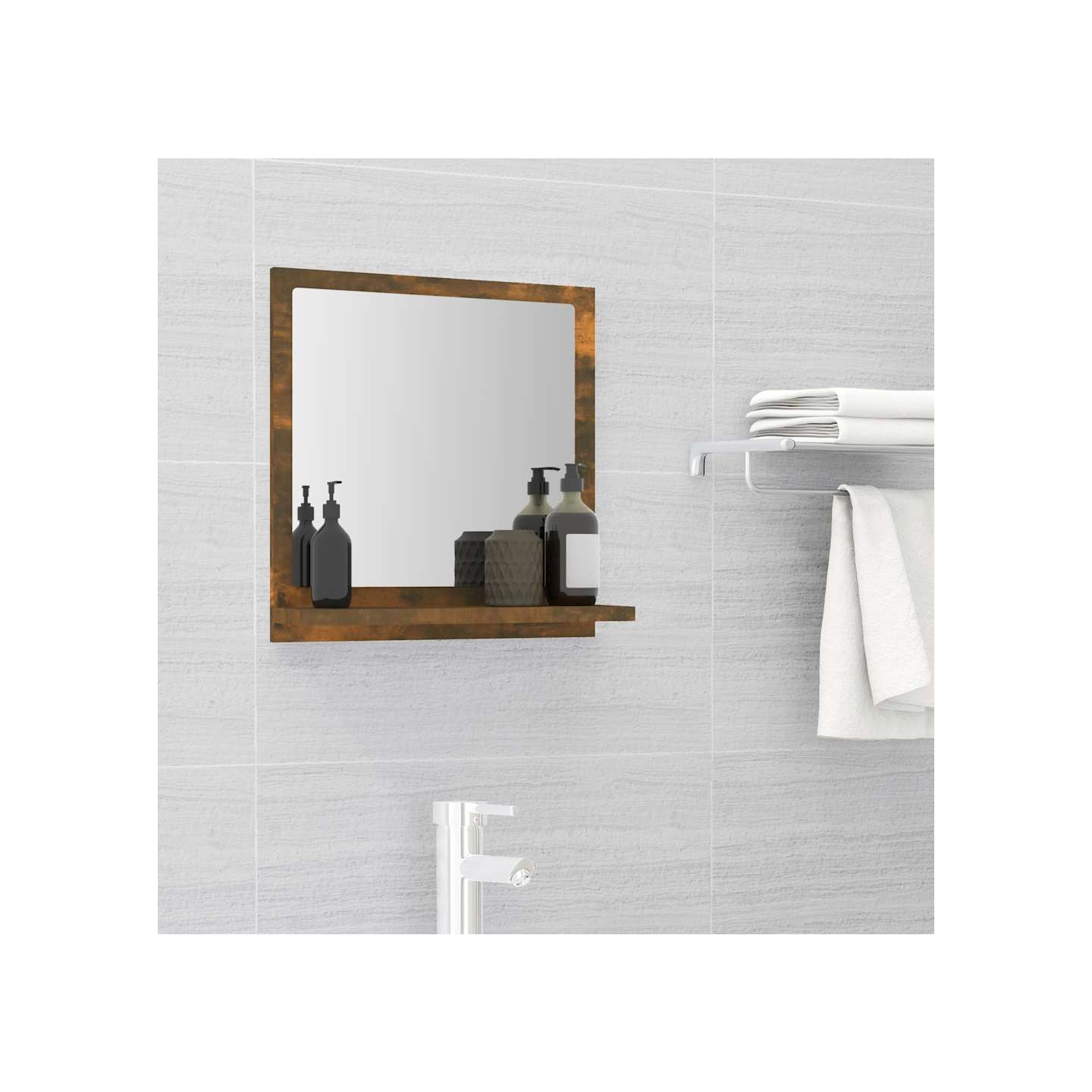 Miroir de bain Chêne fumé 40x10,5x37 cm Bois d'ingénierie