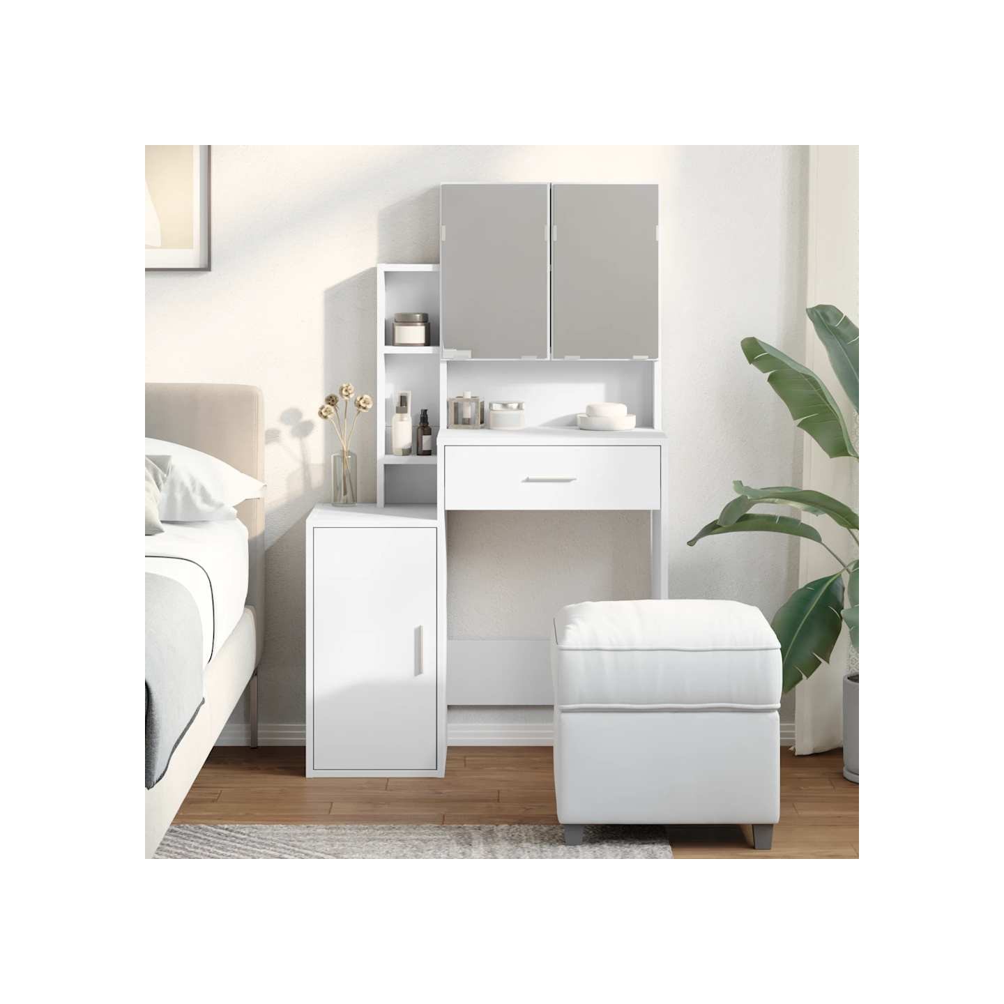 Coiffeuse avec armoire blanc 80x35x132 cm
