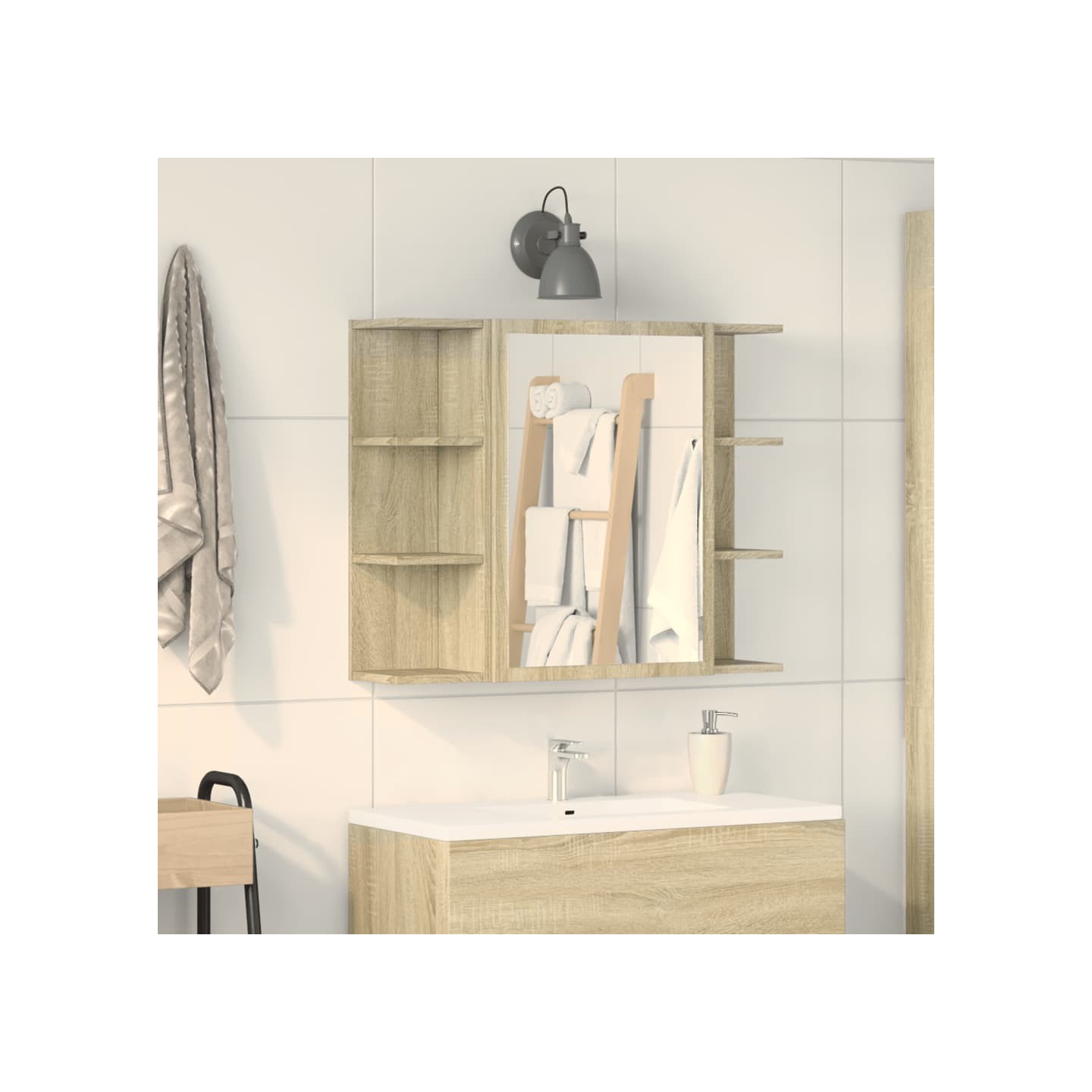 Armoire à miroir de bain Chêne sonoma 80x20,5x64 cm Aggloméré