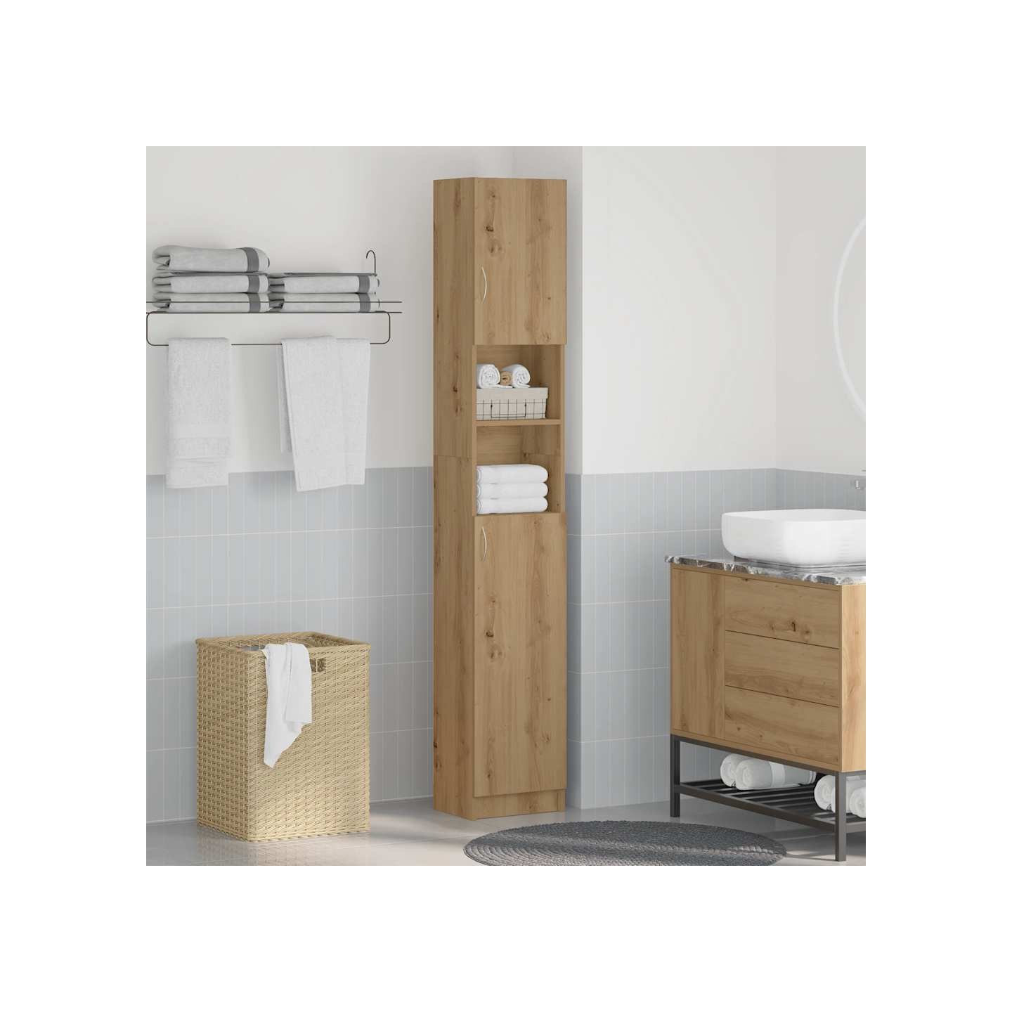 Meuble de salle de bain Chêne artisanal 32x25,5x190 cm