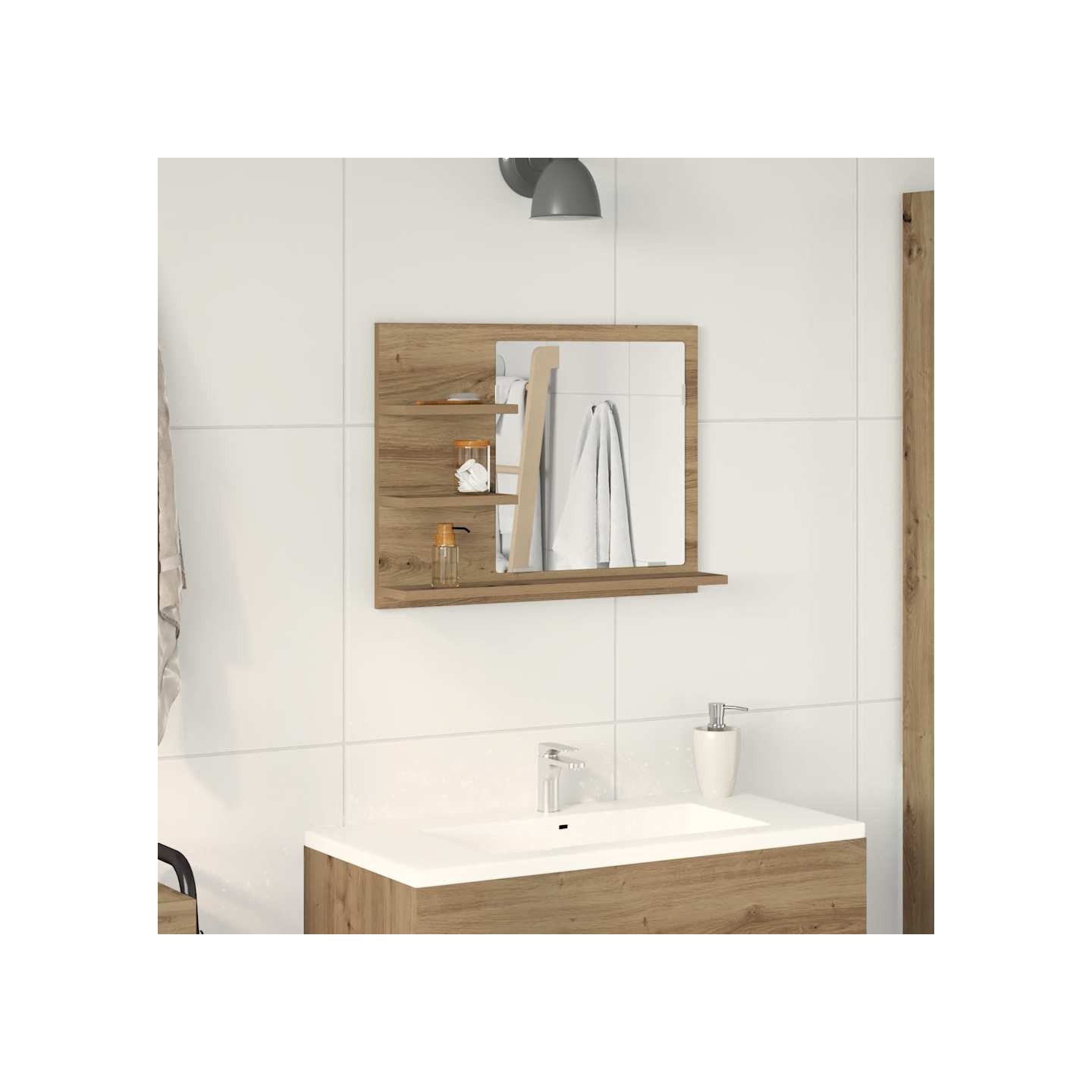Armoire à miroir salle de bain chêne artisanal 60x10,5x45 cm